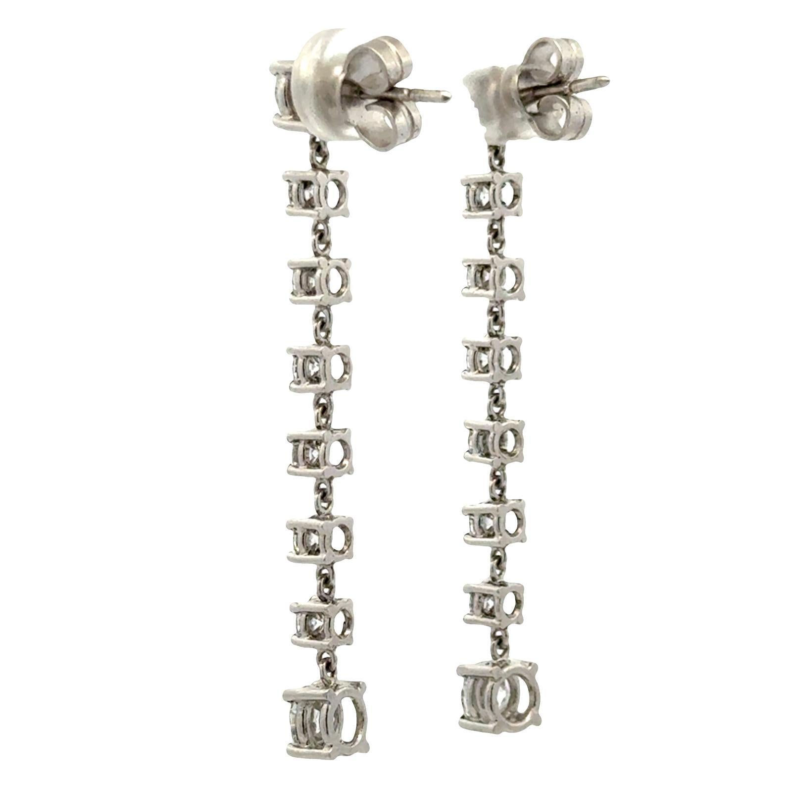 Platinum Old European Cut Diamond Drop Dangle Estate Vintage Earrings For Sale 1