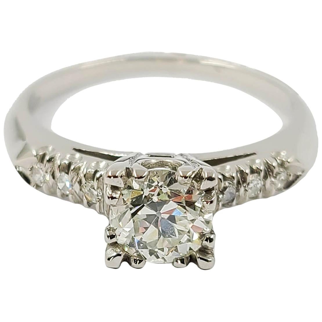 Platinum Old European Cut Diamond Engagement Ring