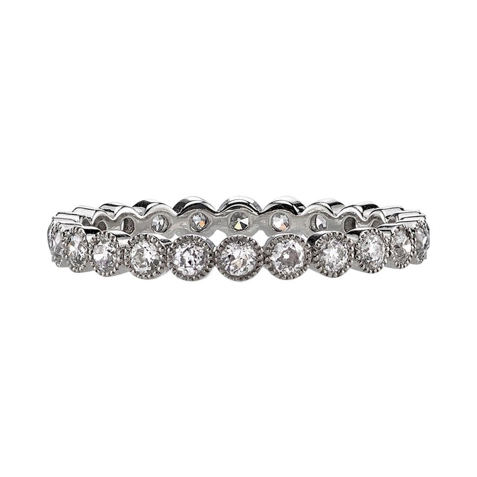 Handcrafted Gabby Old European Cut Diamond Eternity Band by Single Stone For Sale