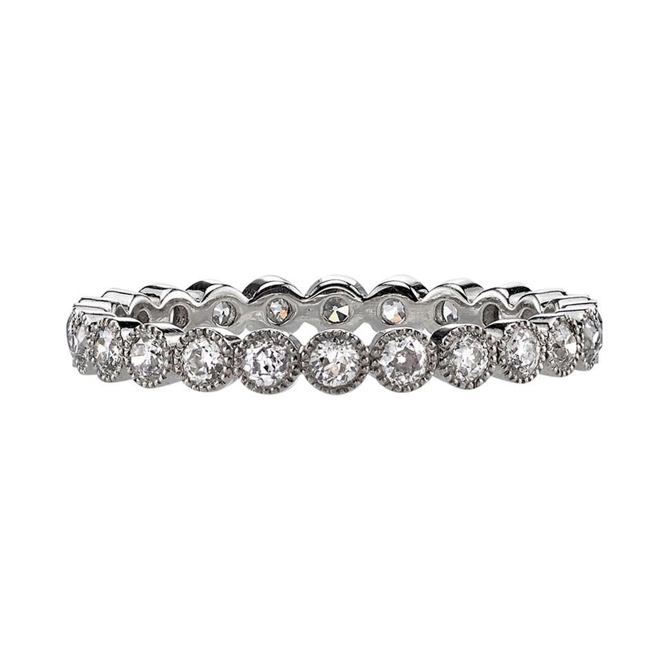 Handcrafted Gabby Old European Cut Diamond Eternity Band by Single Stone For Sale