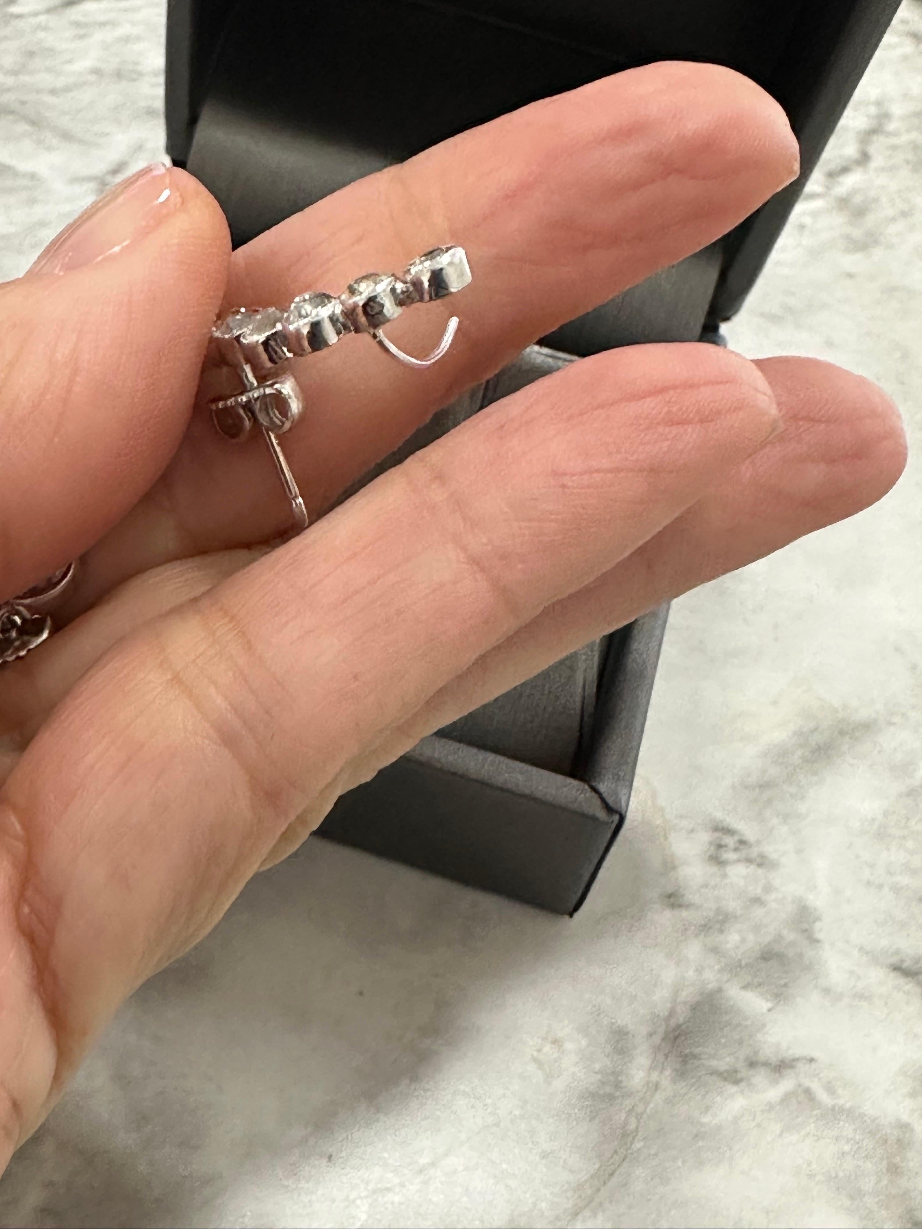 Art Deco Platinum Old Mine-Cut Diamond Cuff Climber Earrings  For Sale