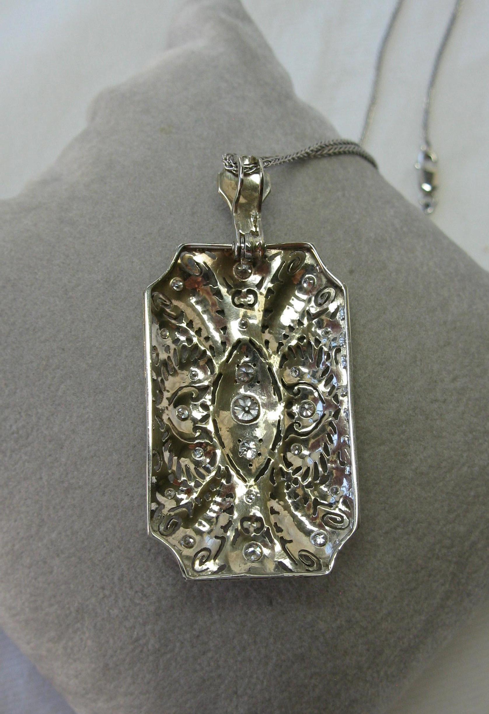 Platinum Old Mine Diamond Pendant Necklace Antique Victorian Edwardian For Sale 3