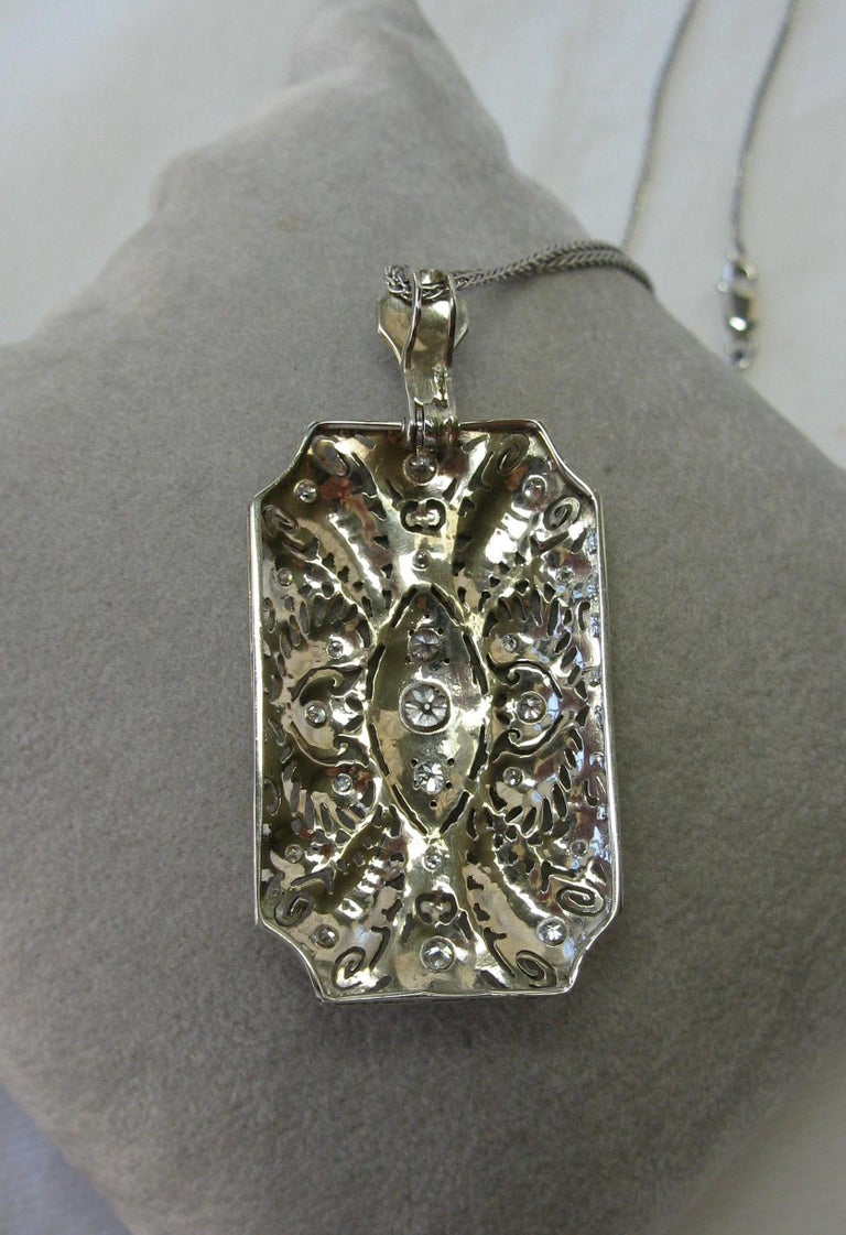 Platinum Old Mine Diamond Pendant Necklace Antique Victorian Edwardian For Sale 3