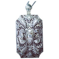 Platinum Old Mine Diamond Pendant Necklace Antique Victorian Edwardian