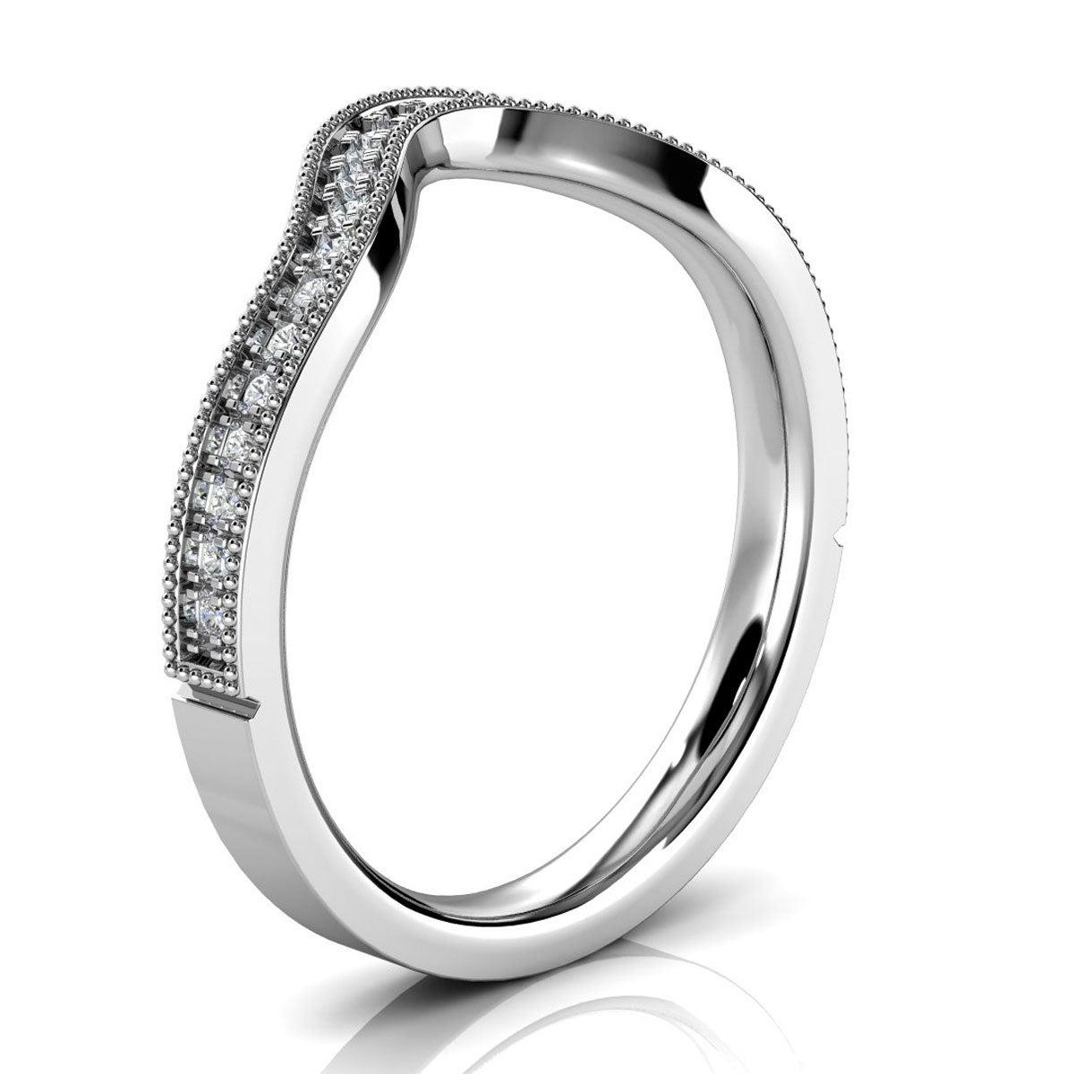 For Sale:  Platinum Olive Milgrain Curve Diamond Ring '1/6 Ct. Tw' 2