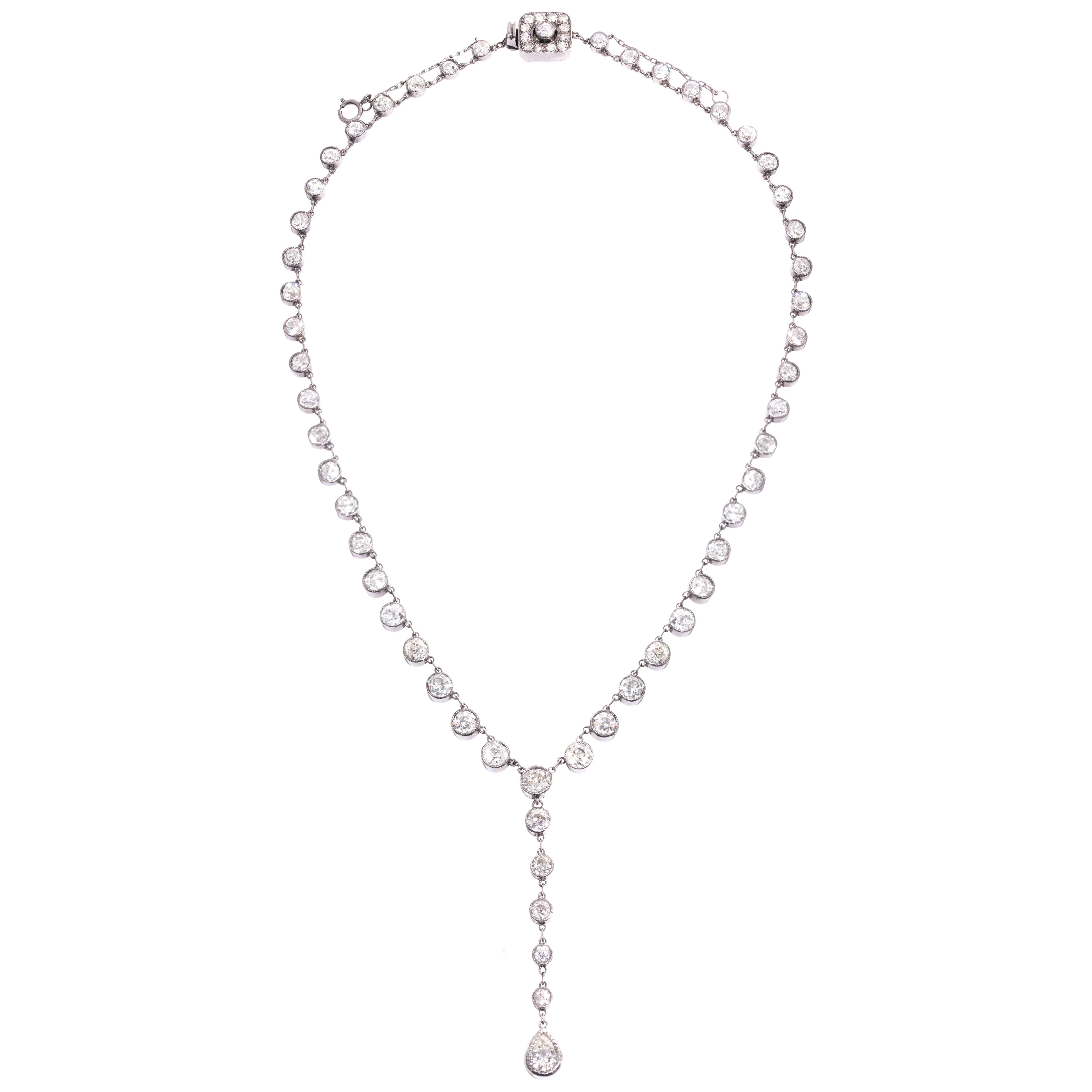 Platinum One of a Kind Vintage Cut Diamond Riviere Lariat