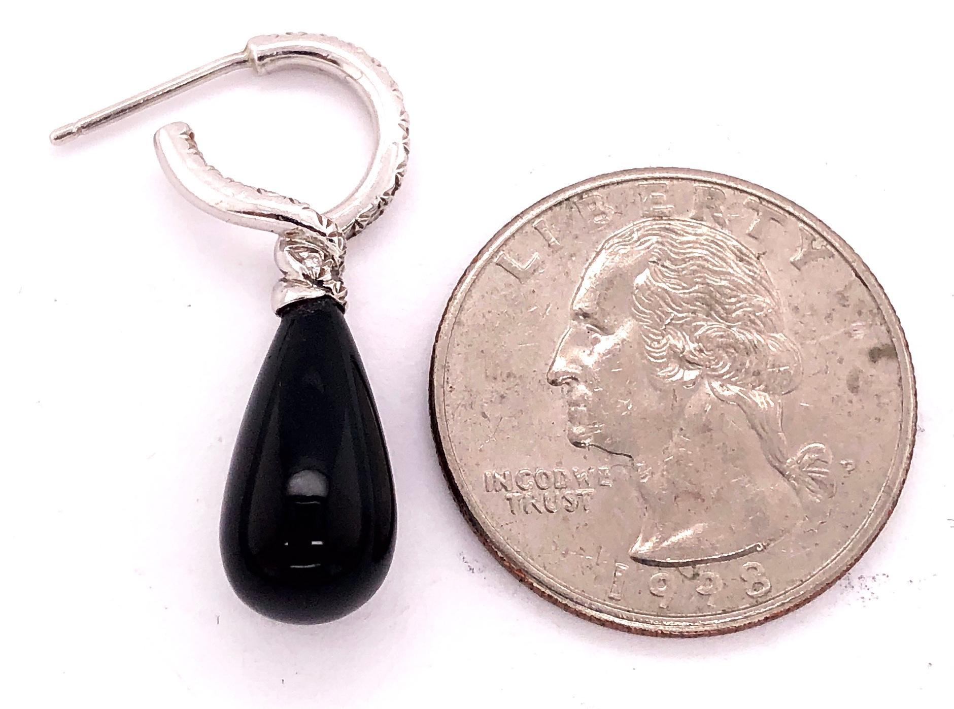 Platinum Onyx Earrings with Round Diamonds For Sale 9
