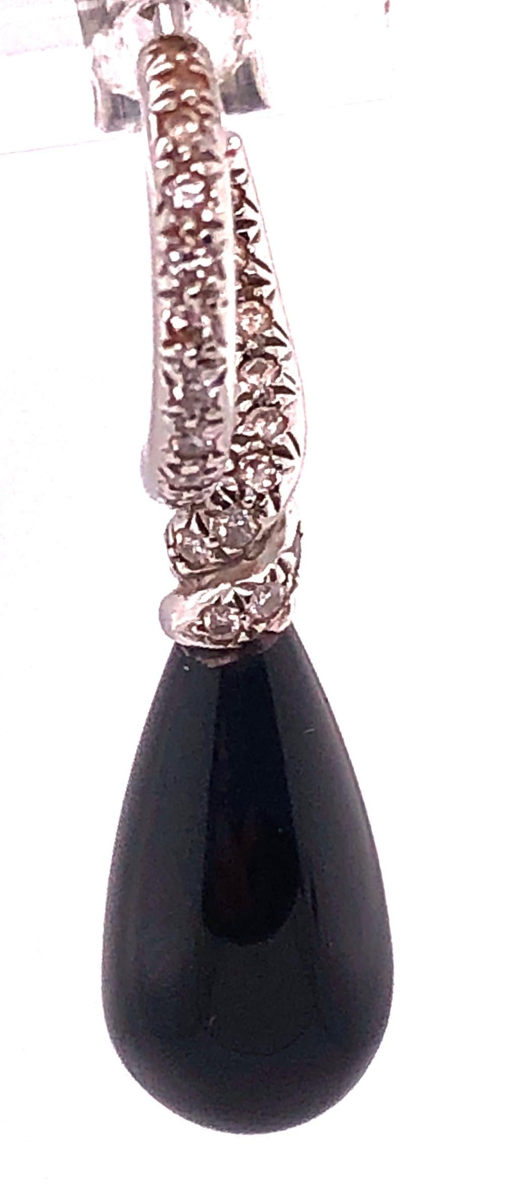Platinum Onyx Earrings with Round Diamonds For Sale 3