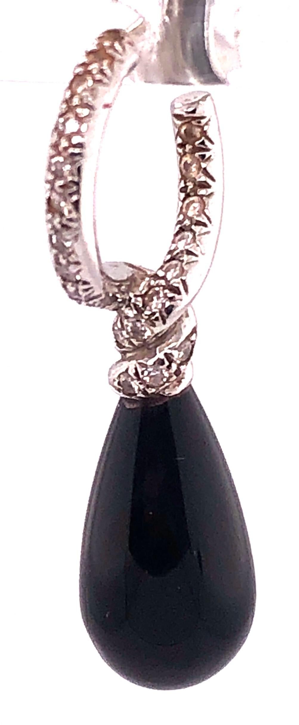 Platinum Onyx Earrings with Round Diamonds For Sale 4