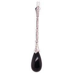 Platinum Onyx Necklace with Graduating Round Diamonds