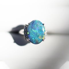 Platinum Opal Diamond Ring 5.6 Karat