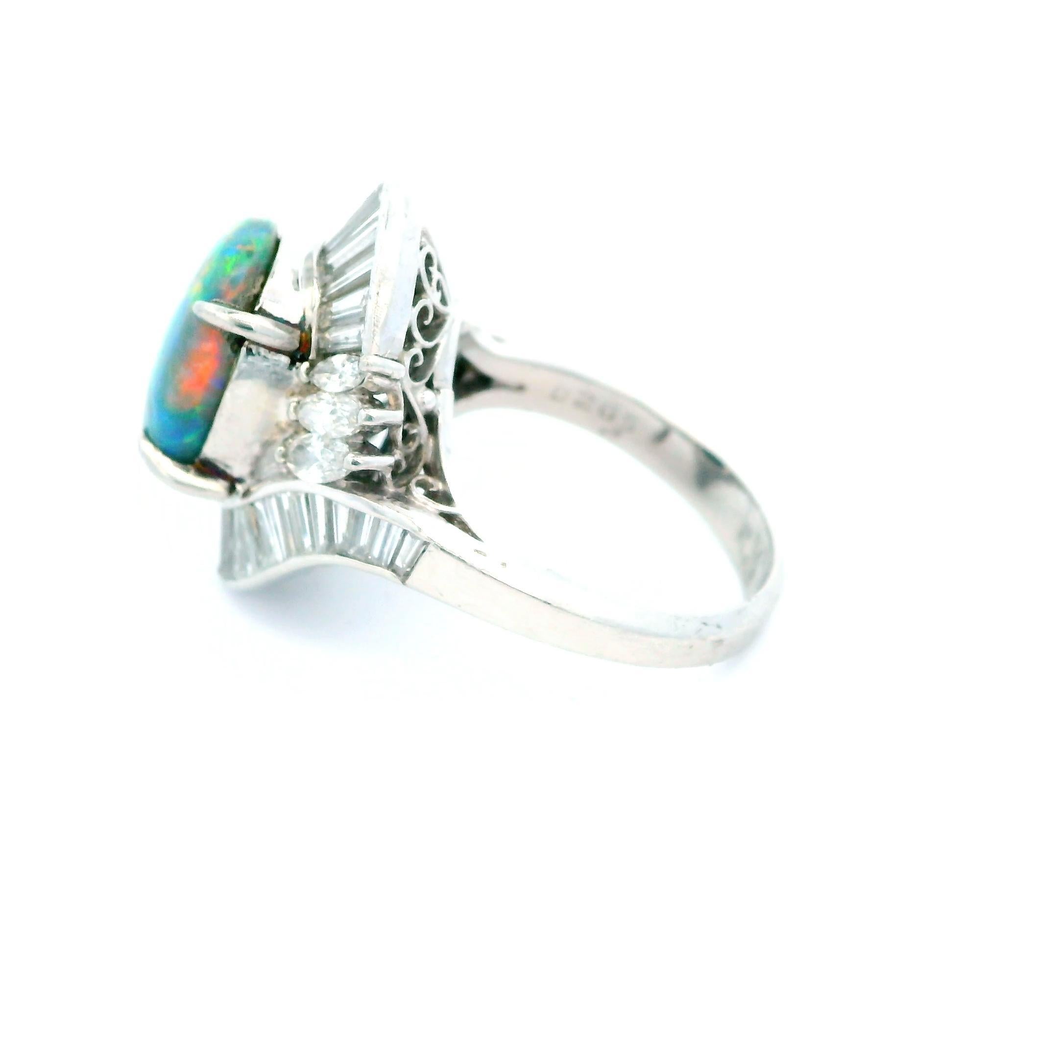 Cabochon Platinum Opal Ring