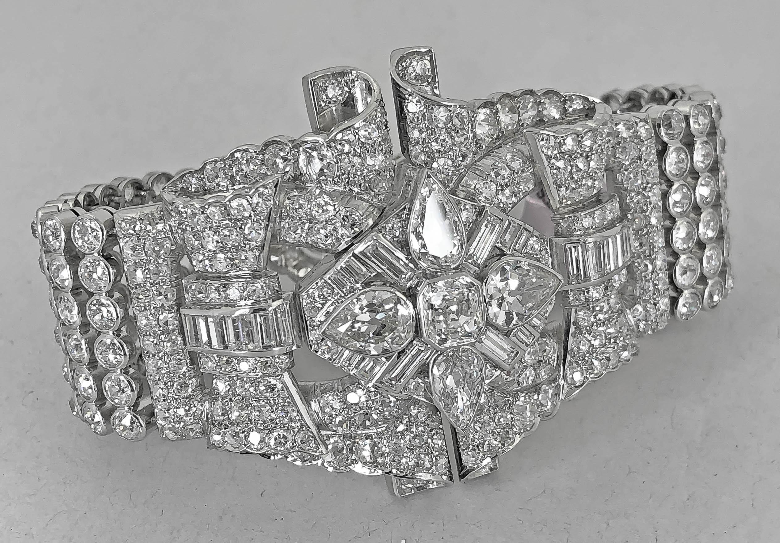 Round Cut Platinum Openwork Design Diamond Bracelet