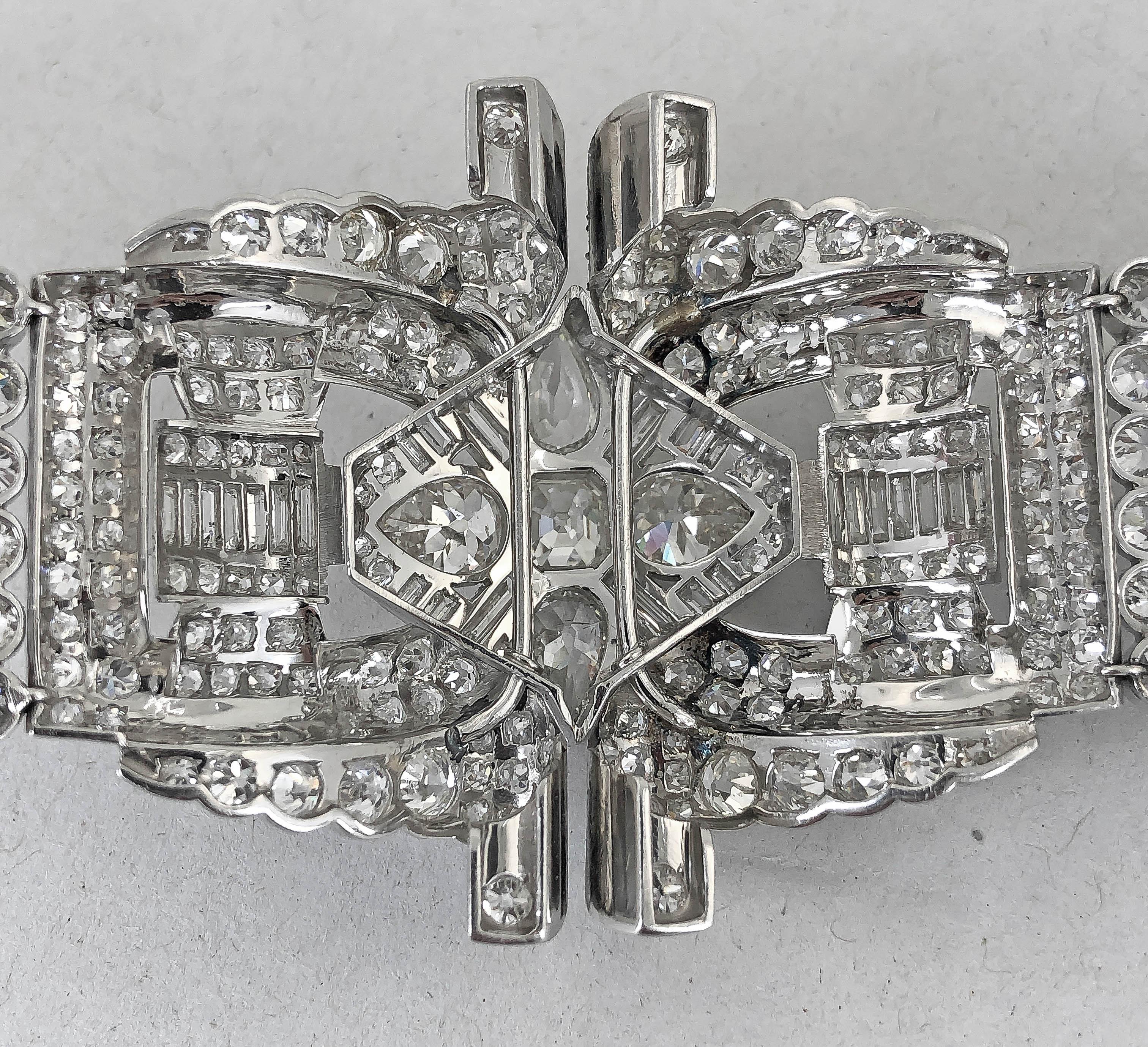 Platinum Openwork Design Diamond Bracelet In Good Condition In New York, NY