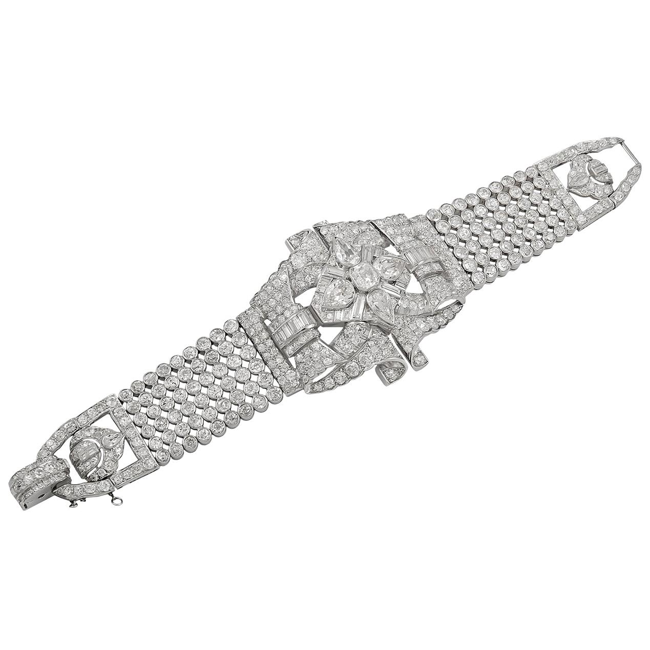 Platinum Openwork Design Diamond Bracelet
