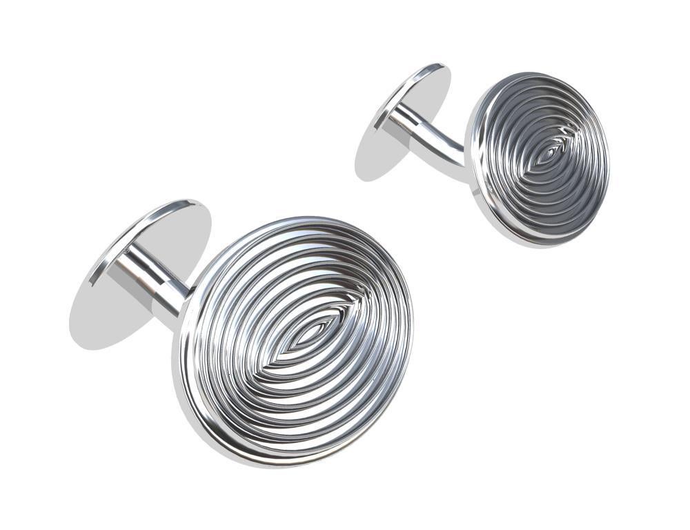 Platinum Cyclops Optical Art Cuff links. These are inspired from Optical Art works from the 1960's. It is a form of abstract art and is closely connected to Kinetic and Constructivist movements. Using geometric designs gives the viewer the