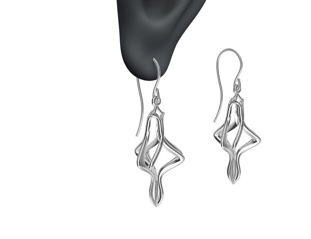 Platinum Organic Sculpted Earring Dangle For Sale 1