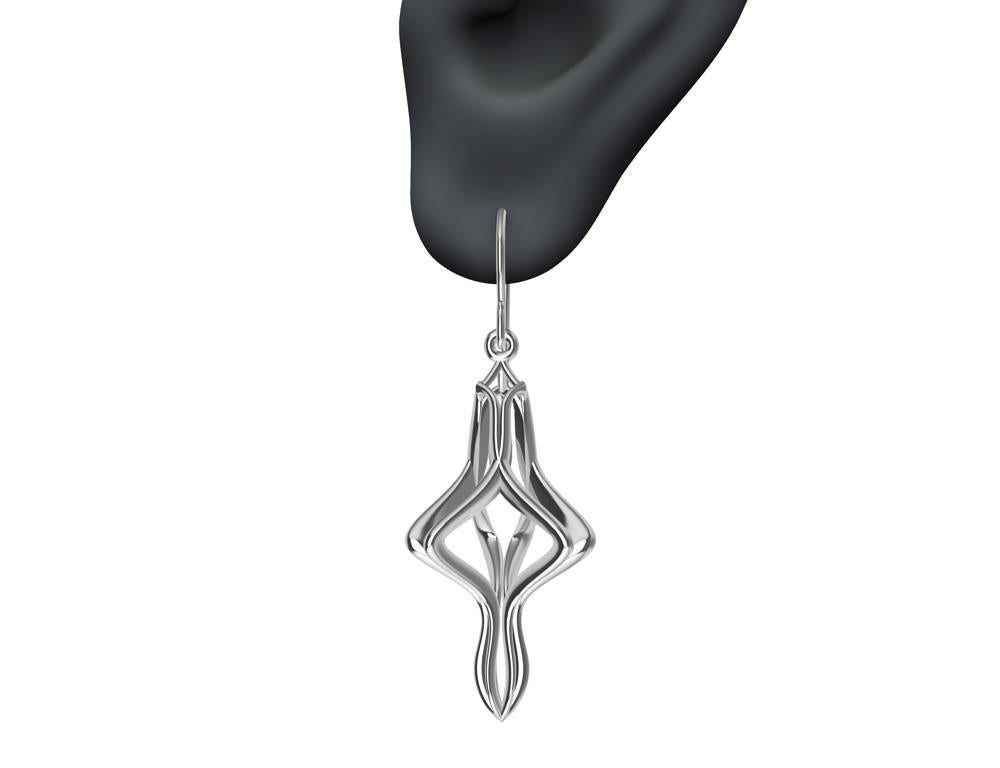Platinum Organic Sculpted Earring Dangle For Sale 2