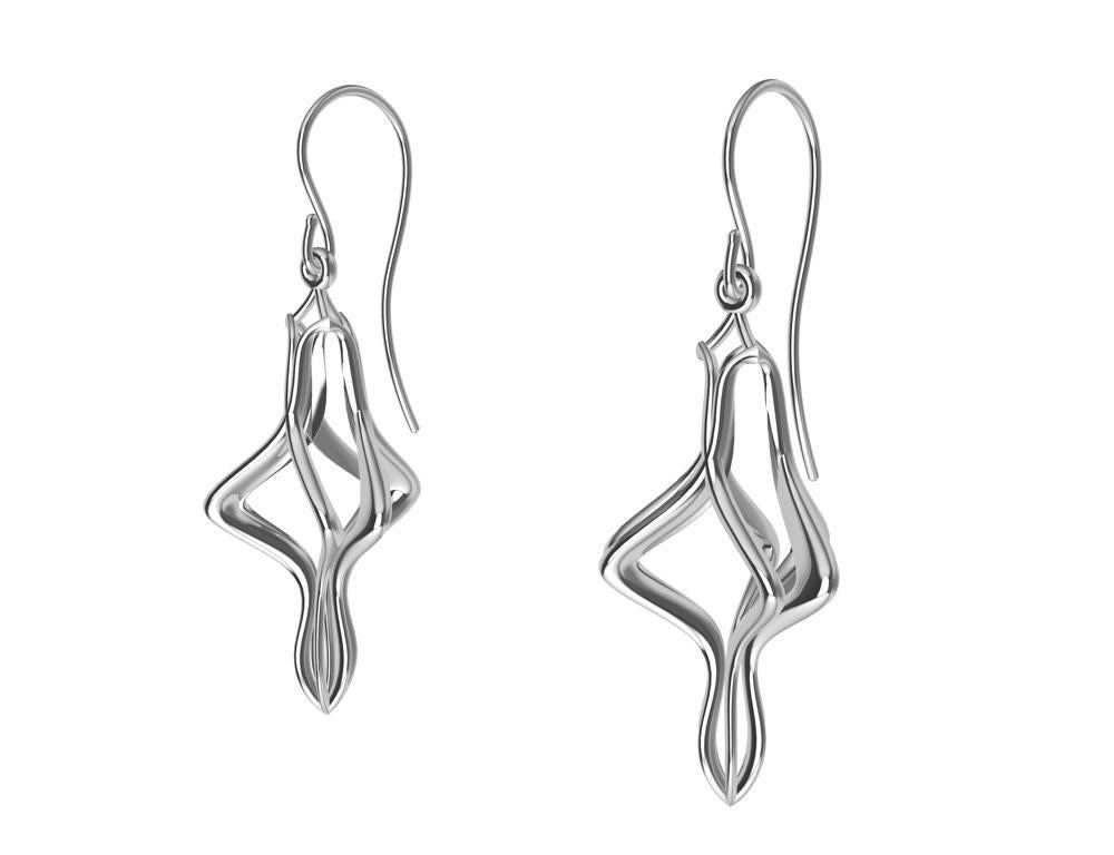 Platinum Organic Sculpted Earring Dangle For Sale 3