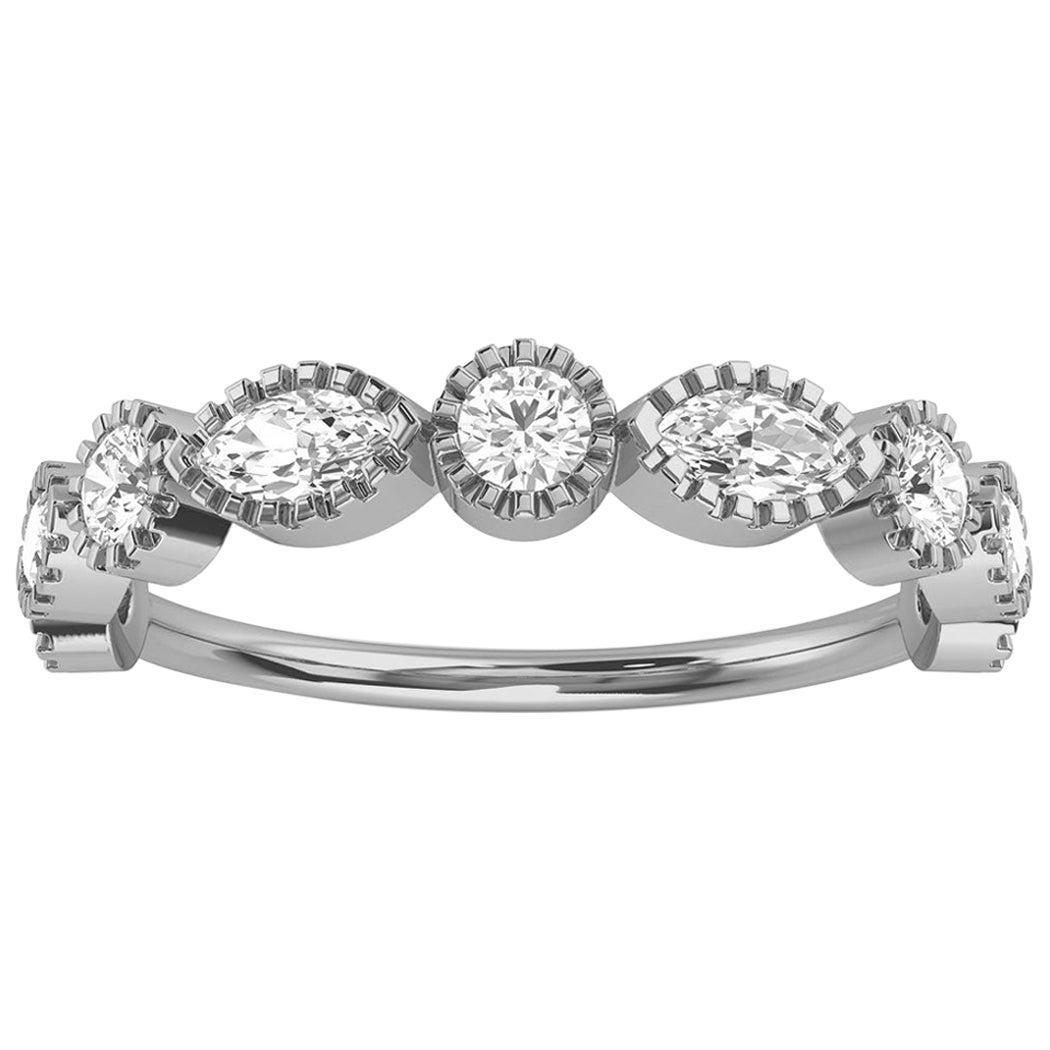 For Sale:  Platinum Ornit Petite Milgrain Diamond Ring '1/2 Ct. Tw'
