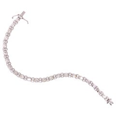 Platinum Oval and Round Brilliant Cut Diamond Tennis Bracelet