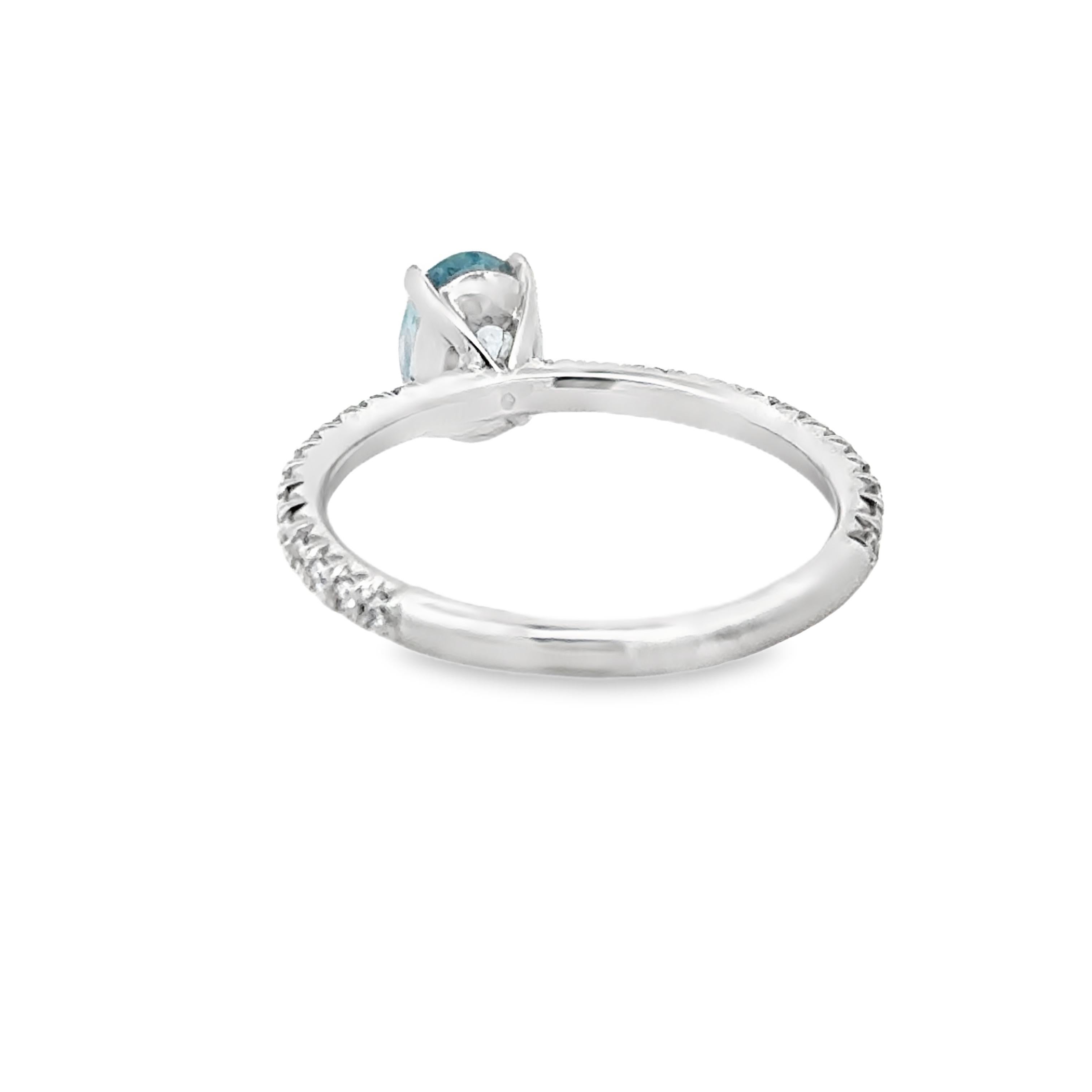 Modern Platinum, Oval Aquamarine and Diamond Cocktail Ring For Sale