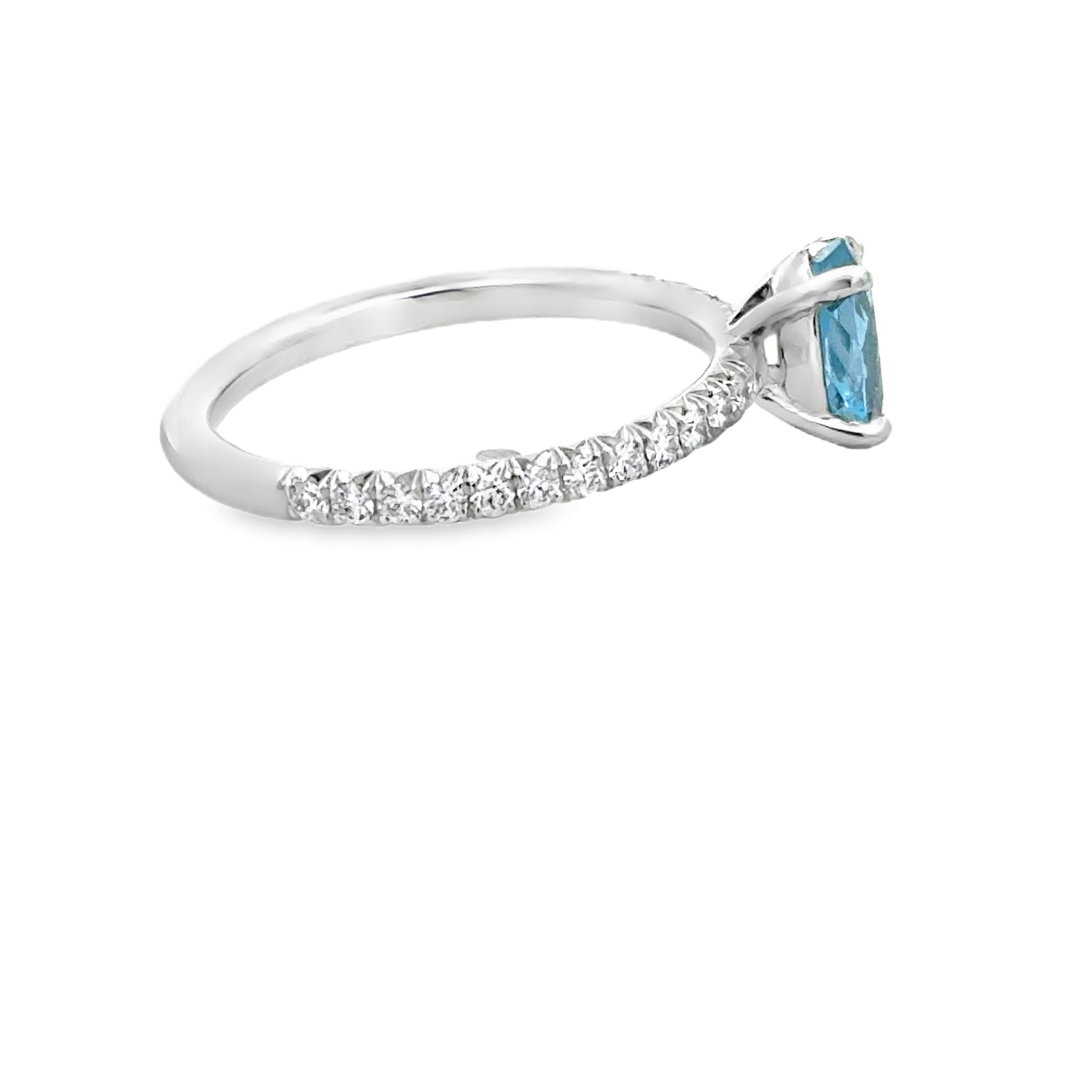 Oval Cut Platinum, Oval Aquamarine and Diamond Cocktail Ring For Sale