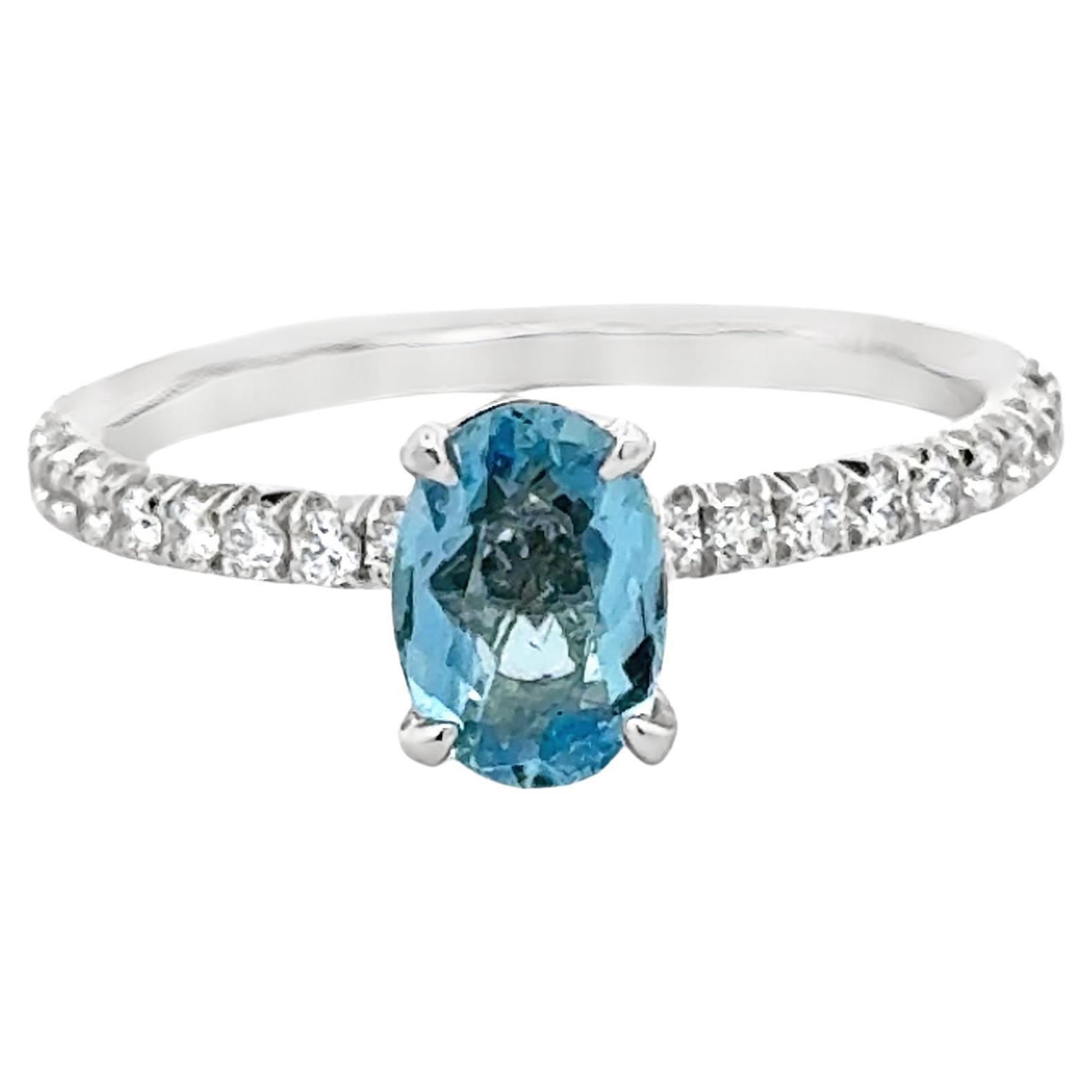 Platinum, Oval Aquamarine and Diamond Cocktail Ring
