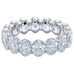 Platinum Oval Brilliant Cut Diamond Eternity Band 6.20 Carat