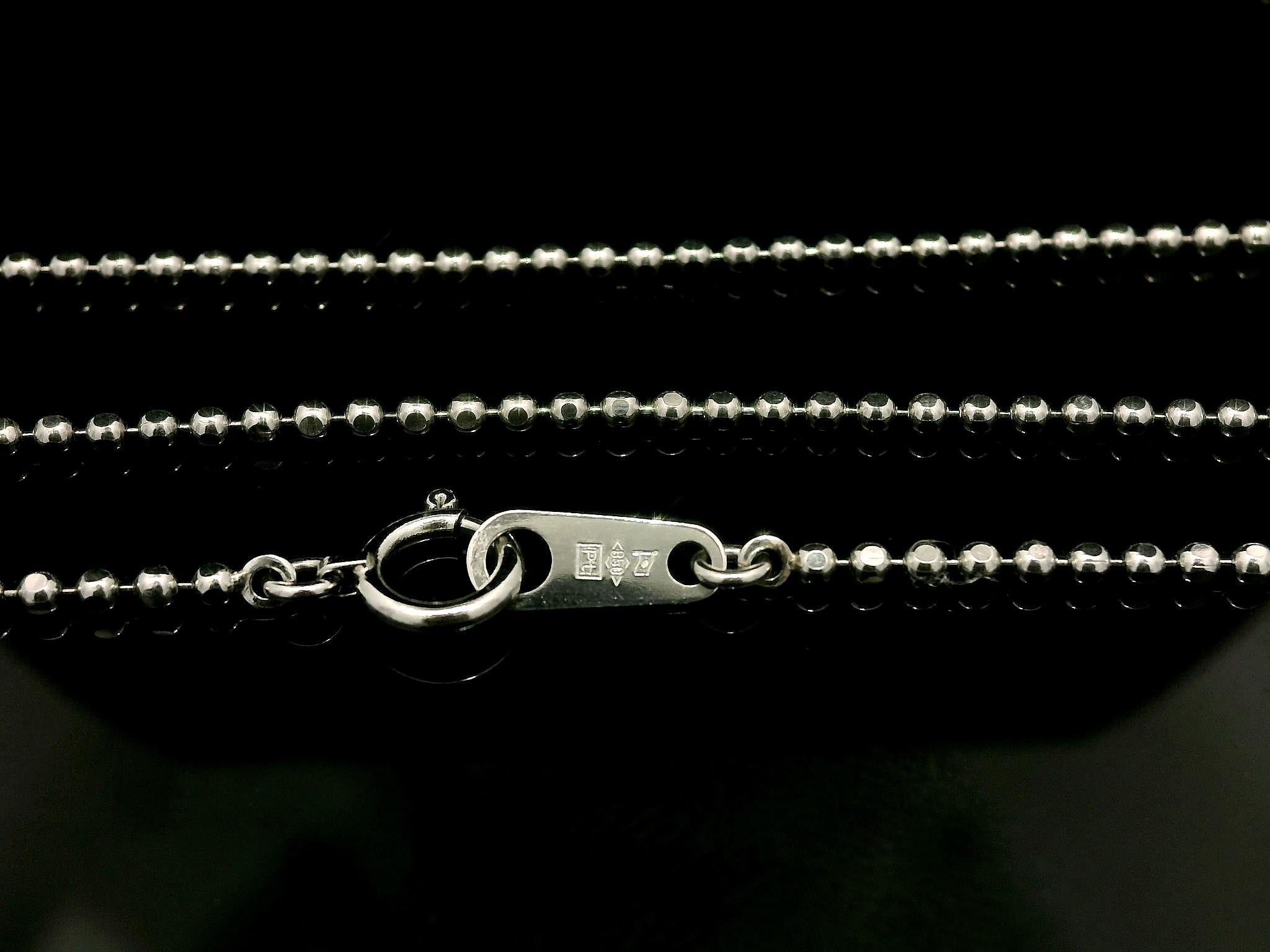 Women's Platinum Oval Cabochon Large Opal w/ Diamond Halo Pendant on 18' Ball Bead Chain For Sale