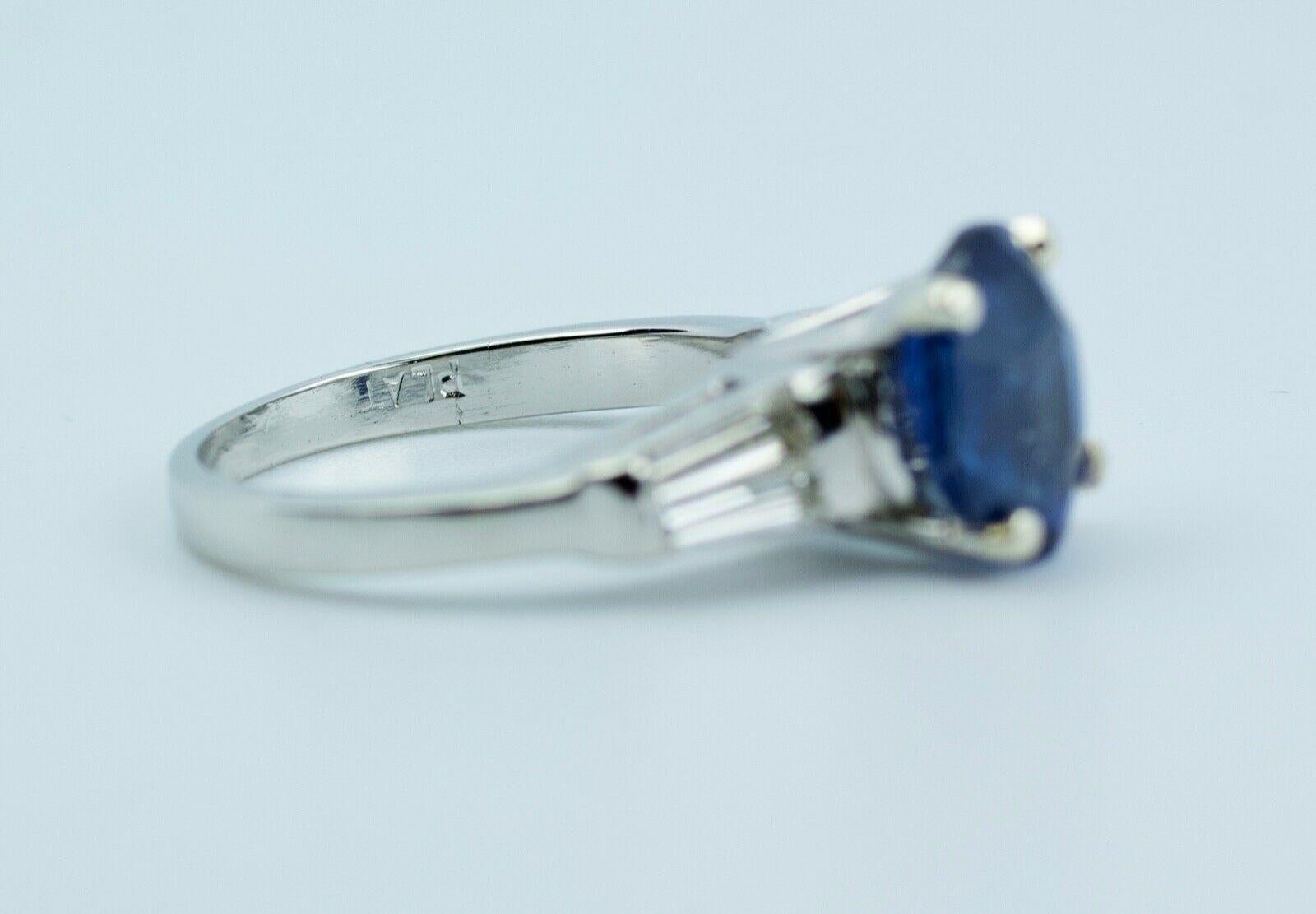 blue sapphire ring with baguette diamonds