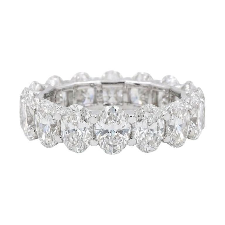Platinum Oval Cut Diamond Eternity Band 7 Carats