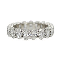 Platinum Oval Cut Diamond Eternity Ring with Total Weight 3.70cts