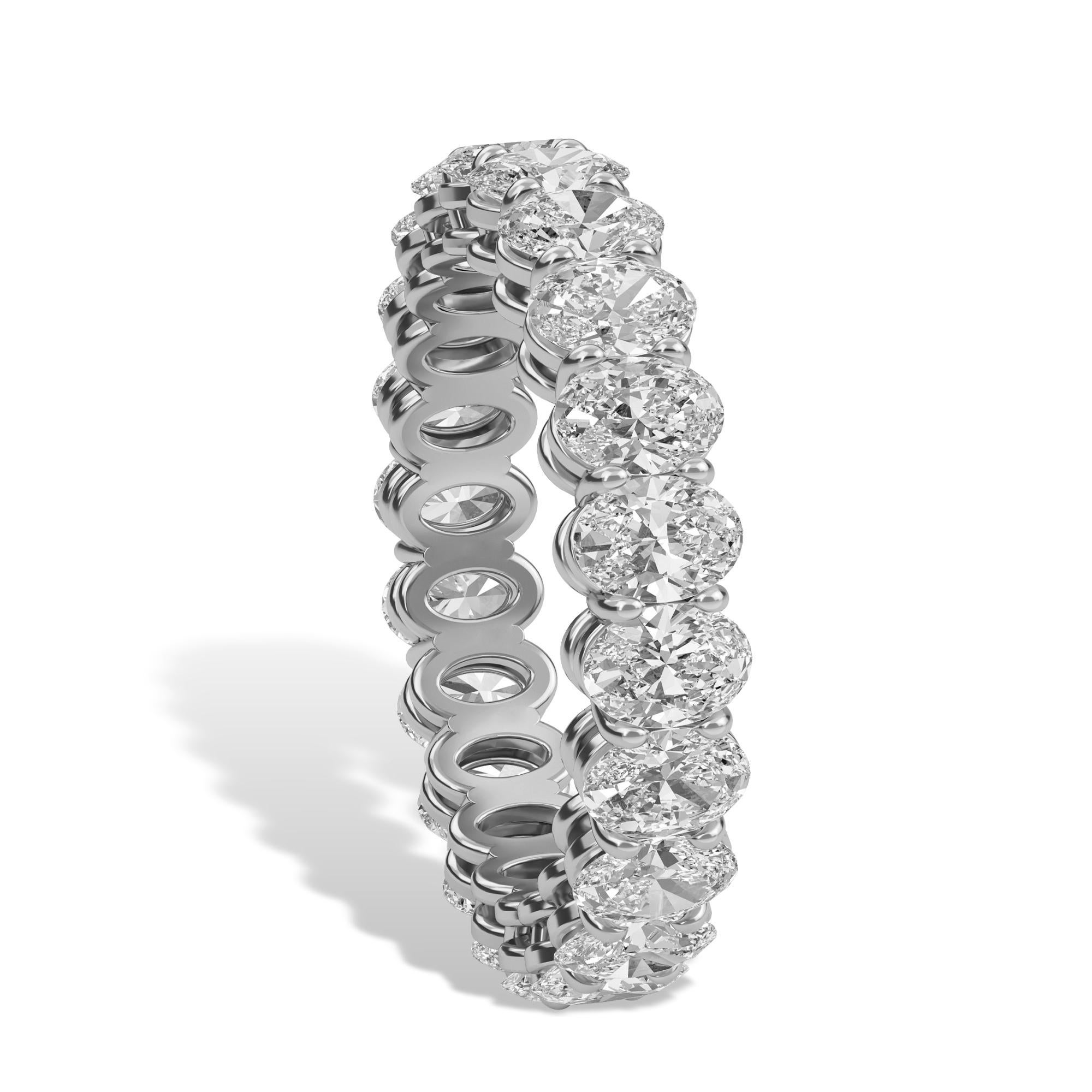 Oval Cut Platinum Oval Diamond Eternity Band, 3.45TCW For Sale