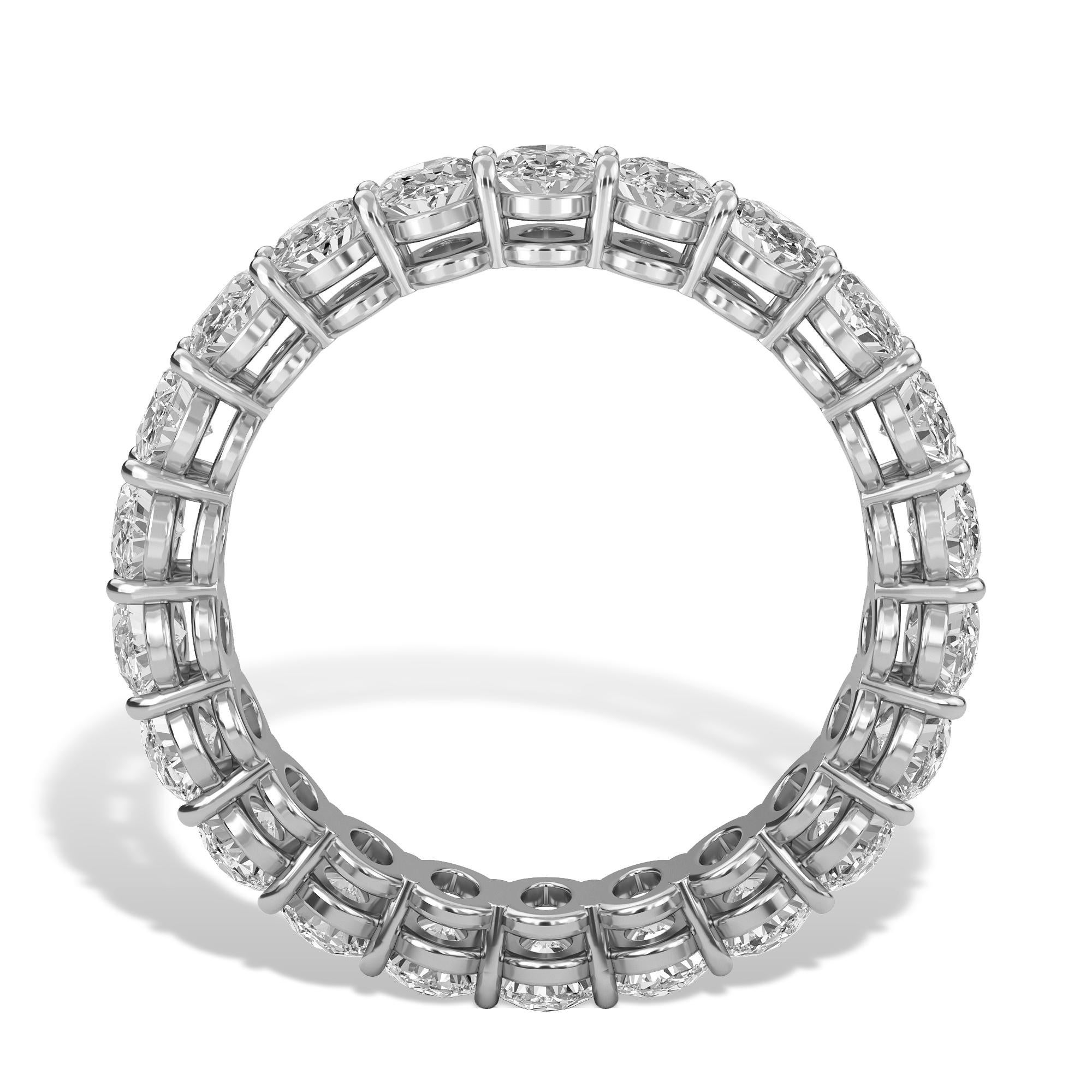 Platinum Oval Diamond Eternity Band, 3.45TCW In New Condition For Sale In Cedarhurst, NY