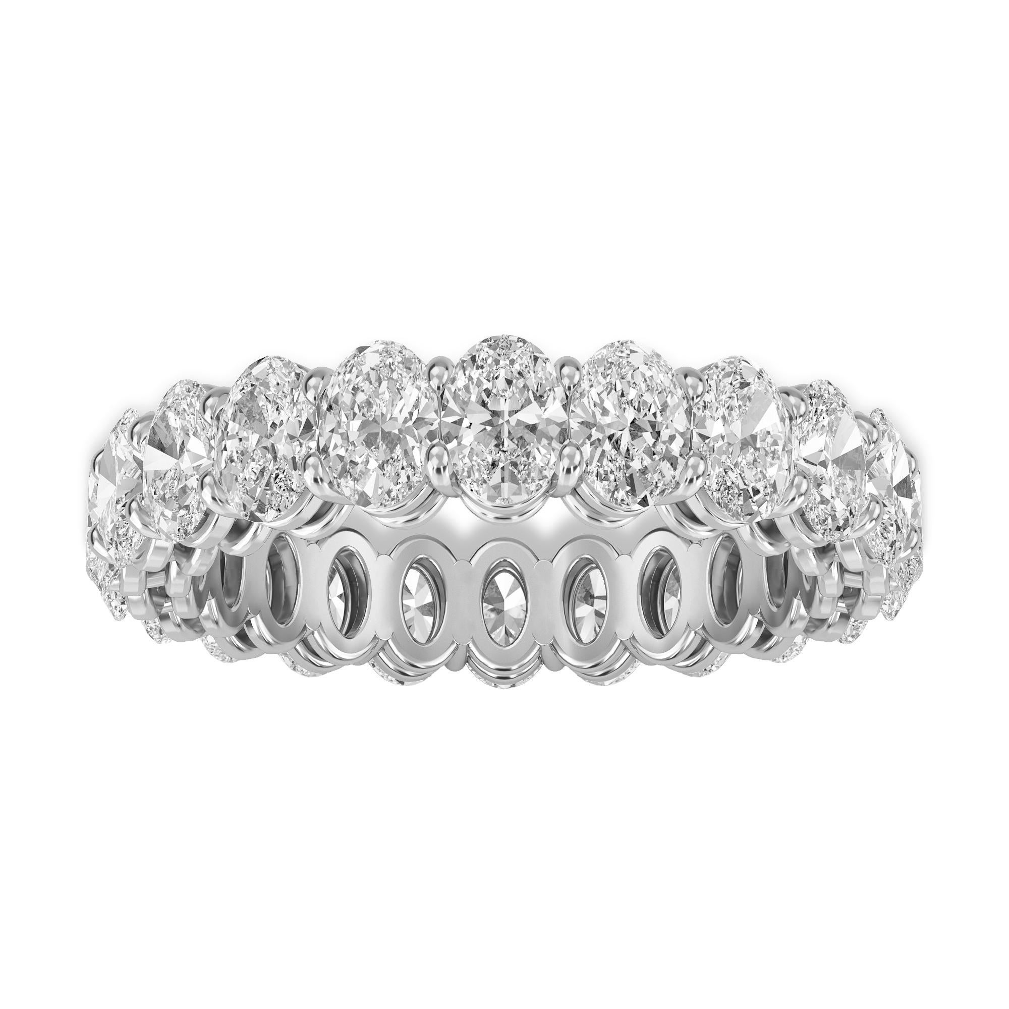 Women's Platinum Oval Diamond Eternity Band, 3.45TCW For Sale