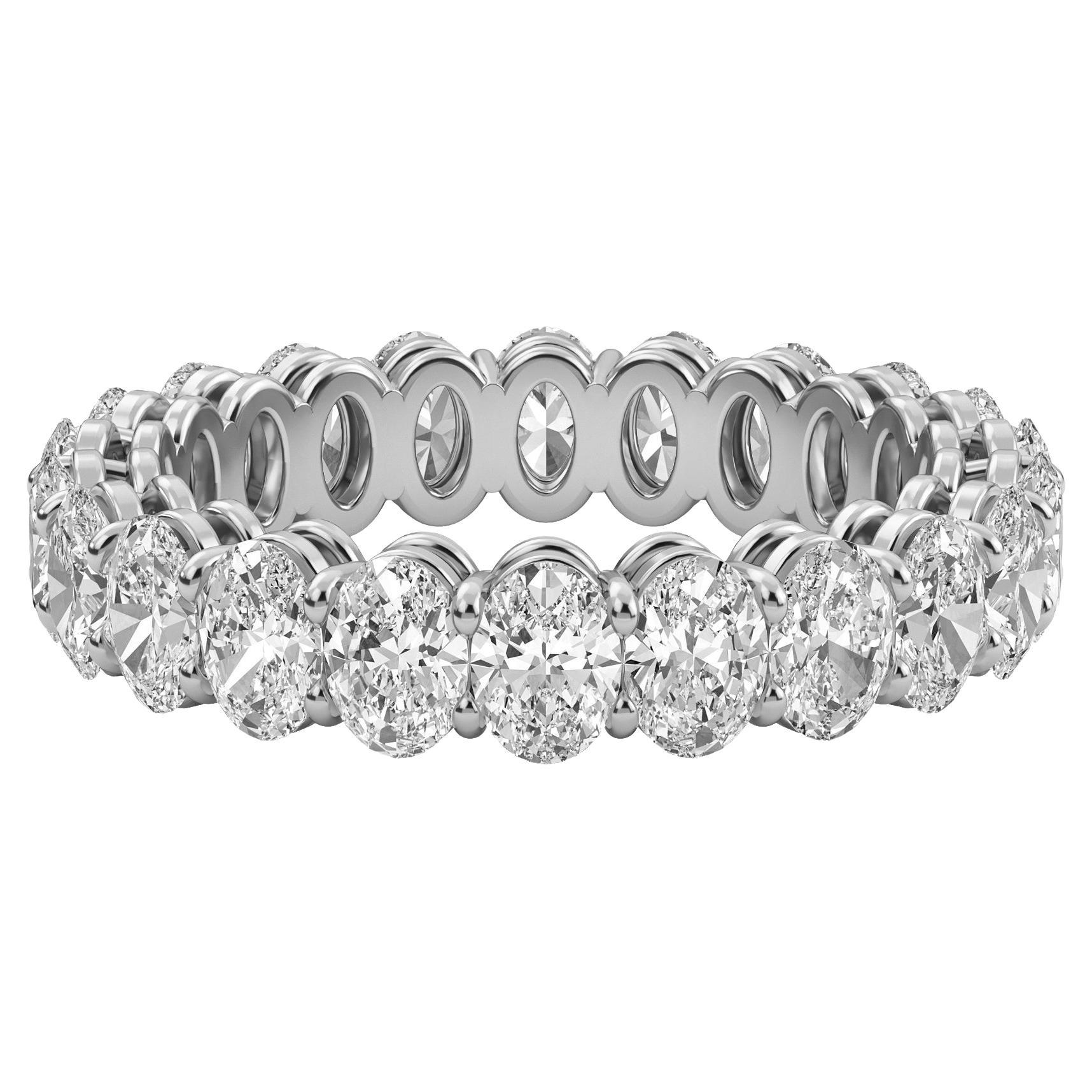 Platinum Oval Diamond Eternity Band, 3.45TCW For Sale