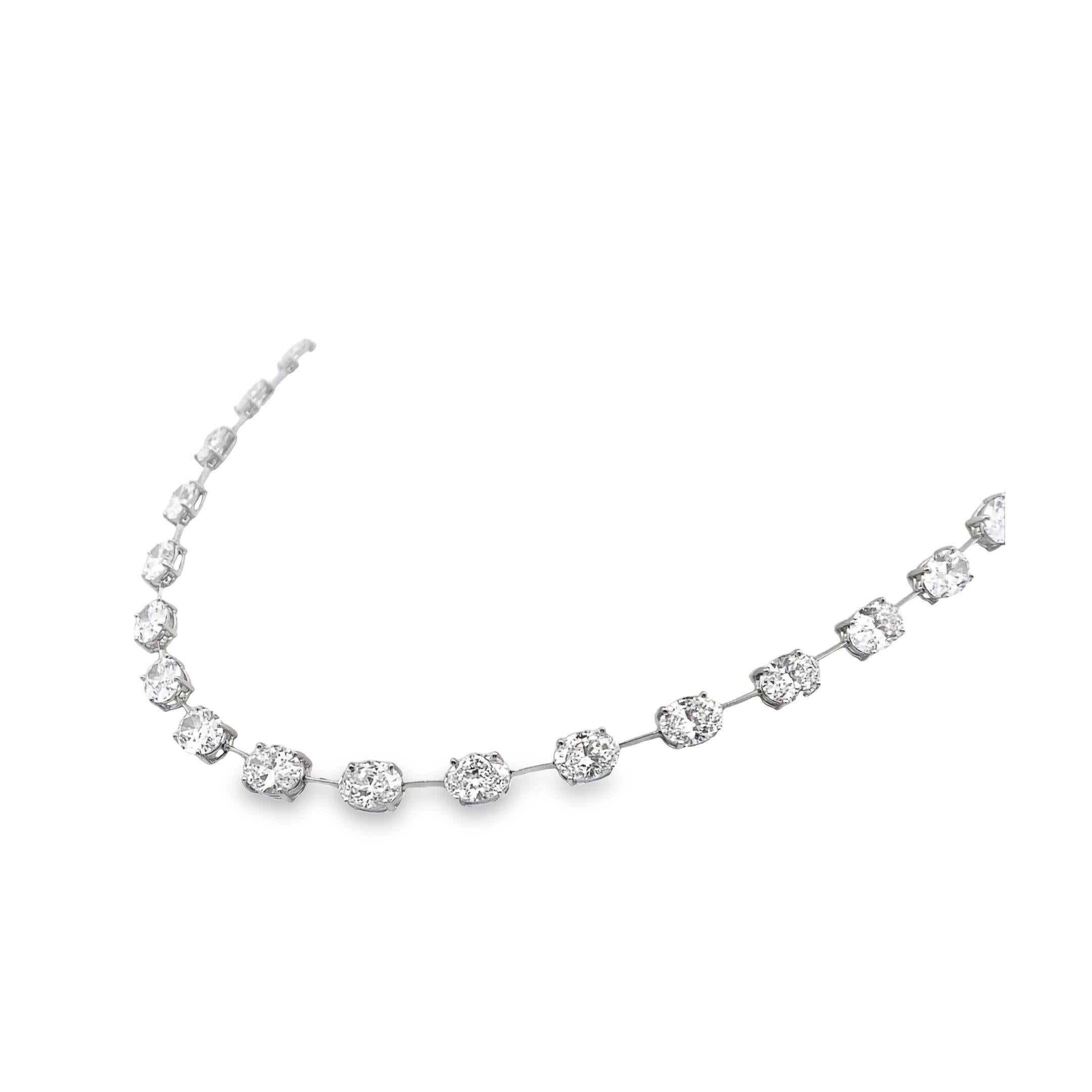 Modern Maurice Fine Jewelry - Platinum Oval Diamond Prong-Set Necklace For Sale