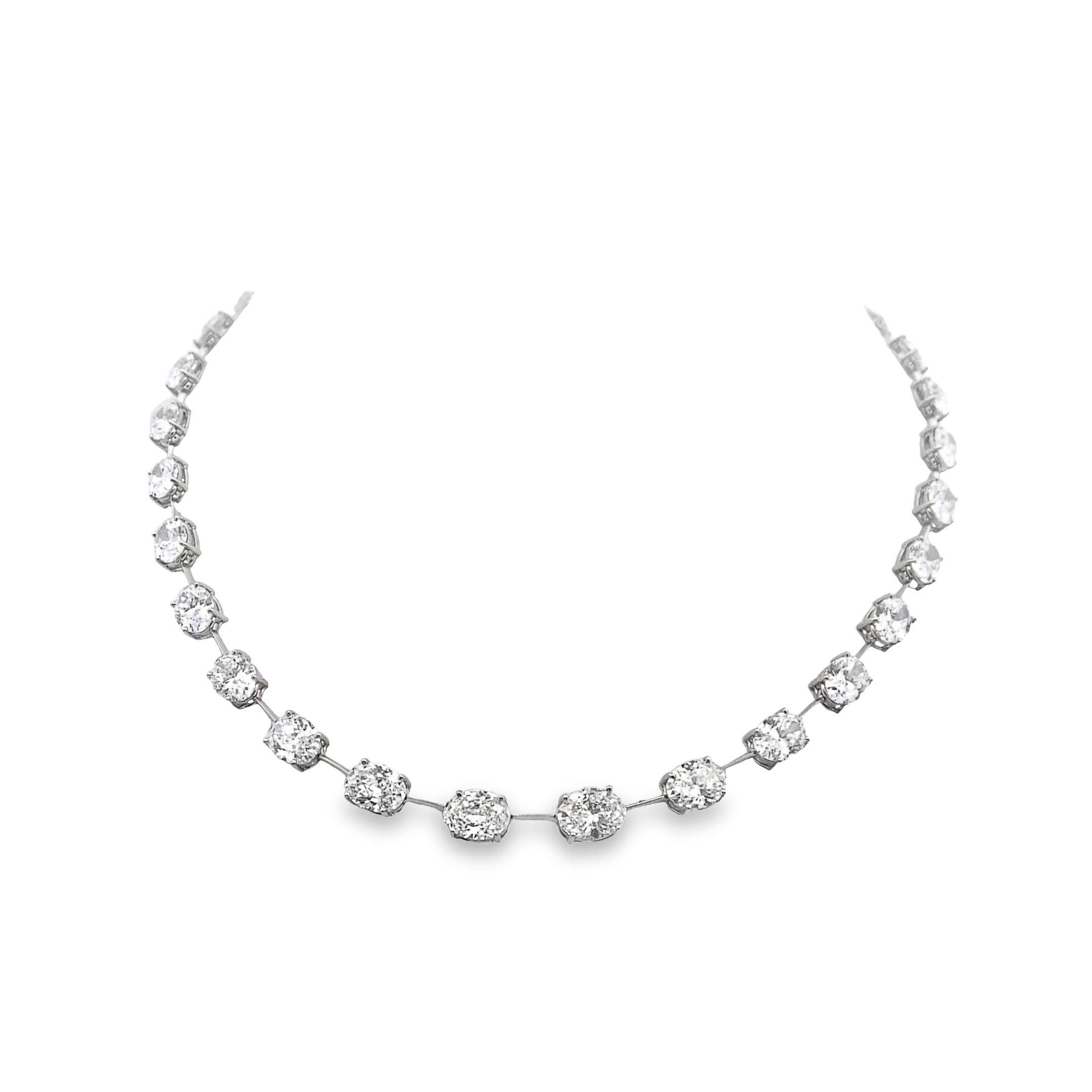 Oval Cut Maurice Fine Jewelry - Platinum Oval Diamond Prong-Set Necklace For Sale