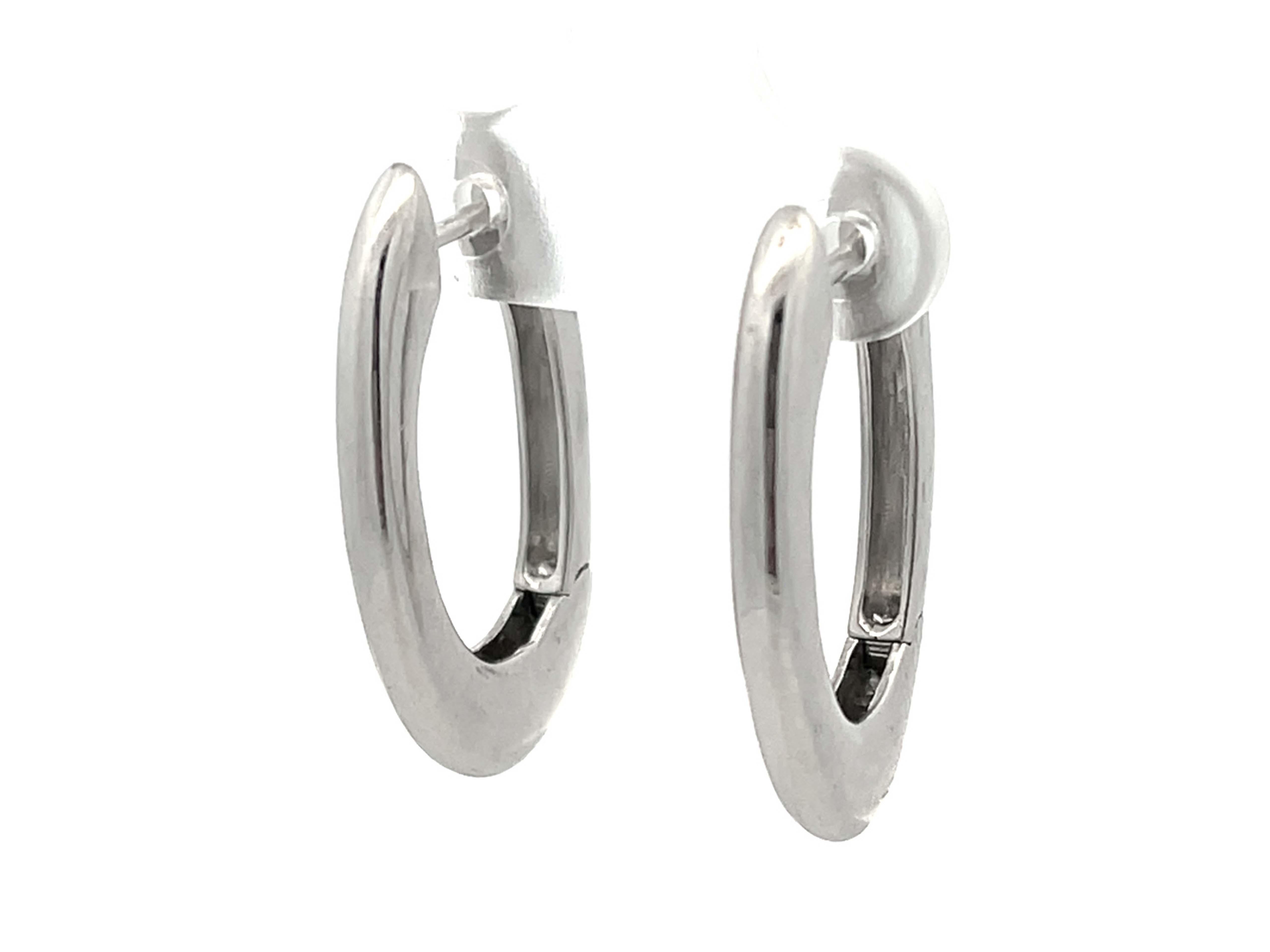 Modern Platinum Oval Hoop Earrings