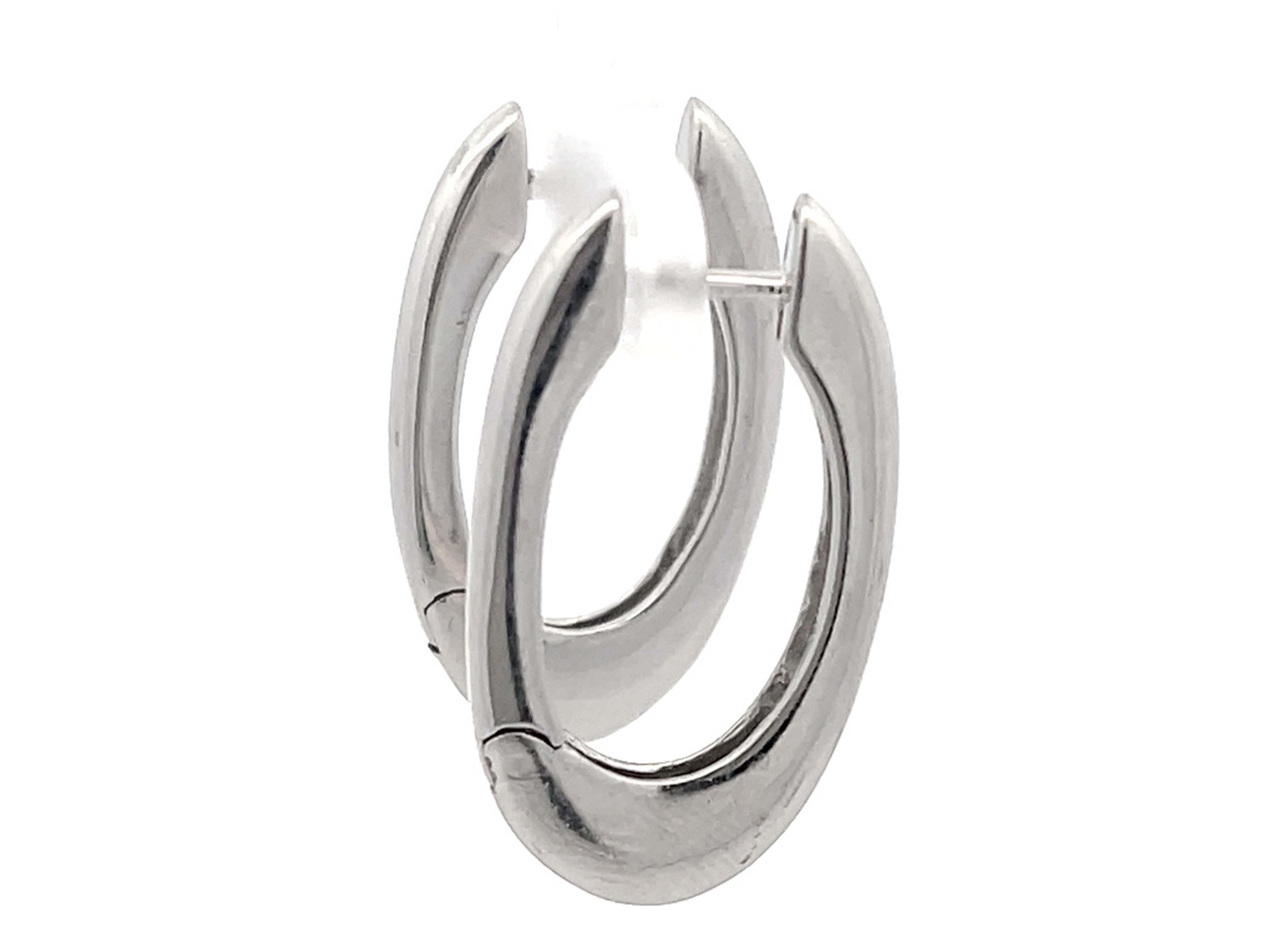 Women's Platinum Oval Hoop Earrings