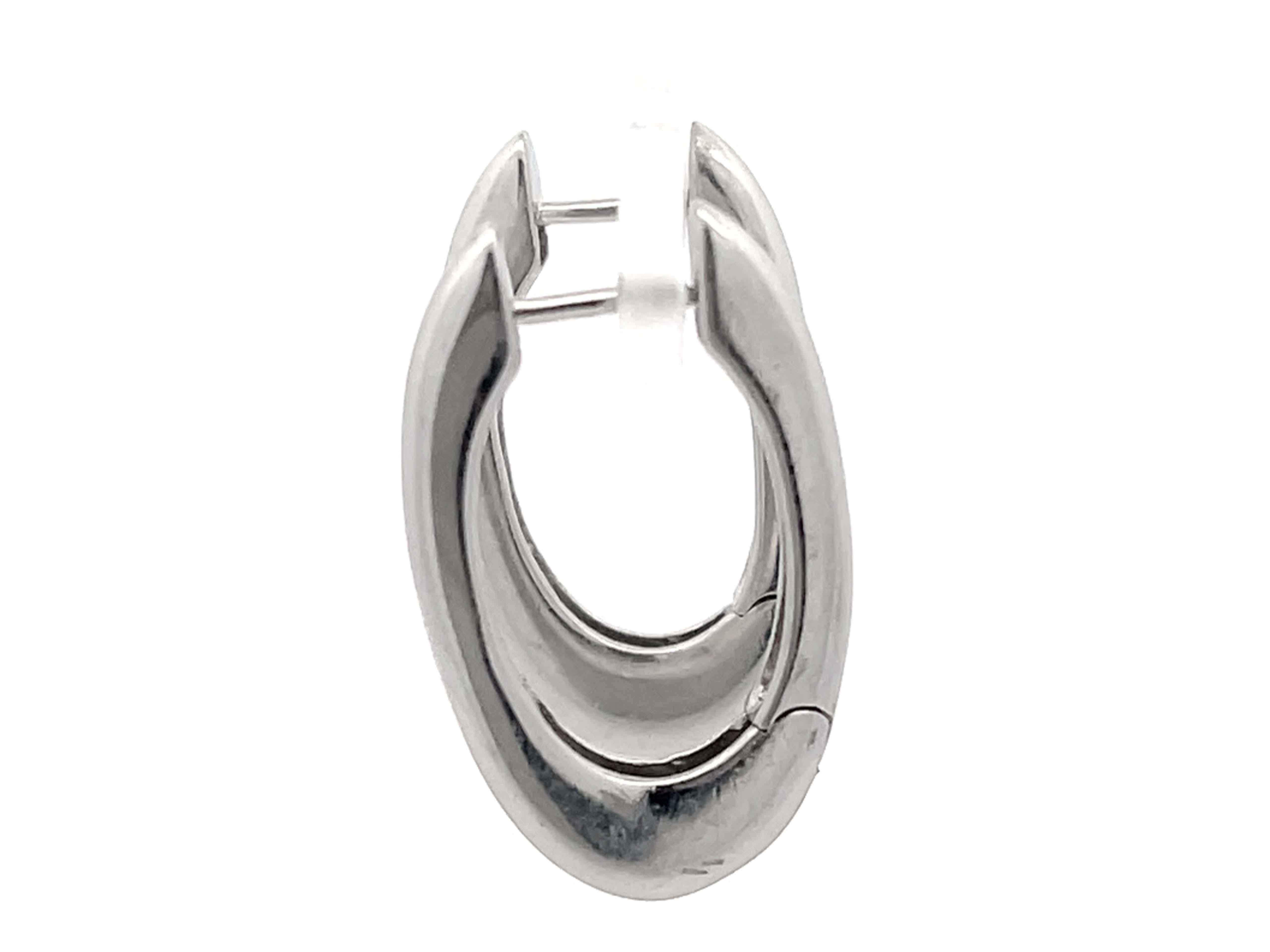Platinum Oval Hoop Earrings 1