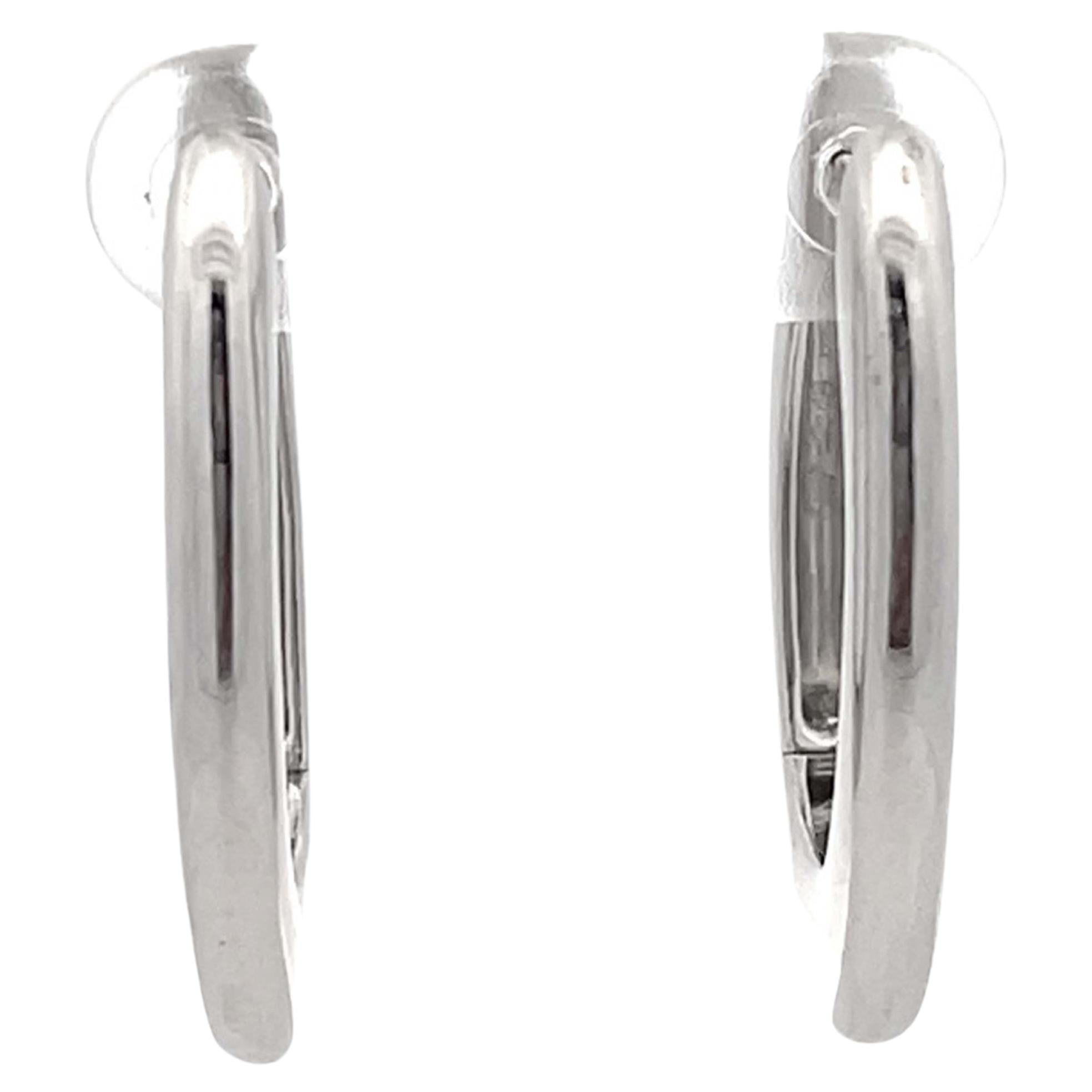 Platinum Oval Hoop Earrings