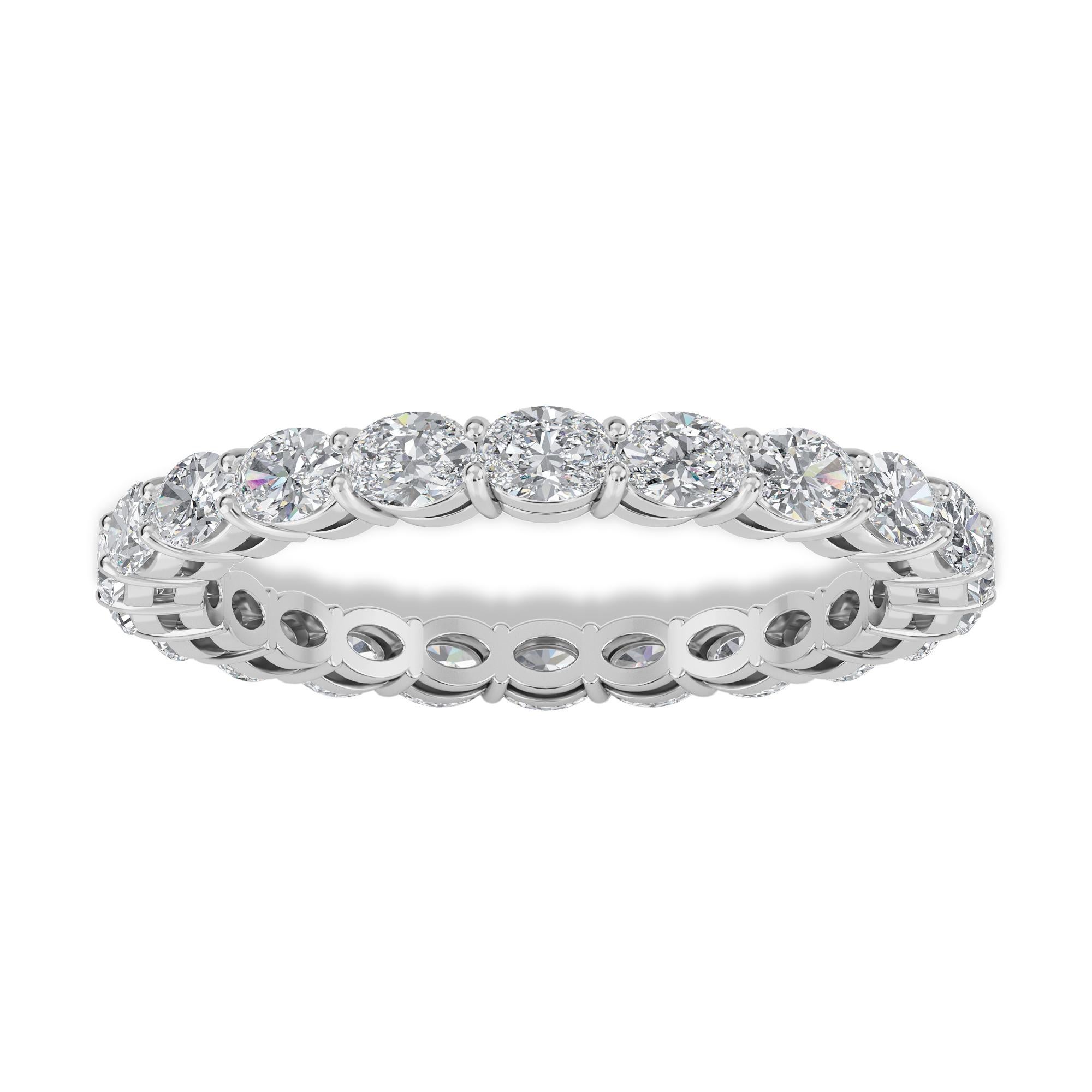 Oval Cut Platinum Oval Horizontal Diamond Eternity Band, 1.33 tcw For Sale