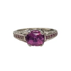 Platinum Oval Pink Sapphire and Diamond Ring