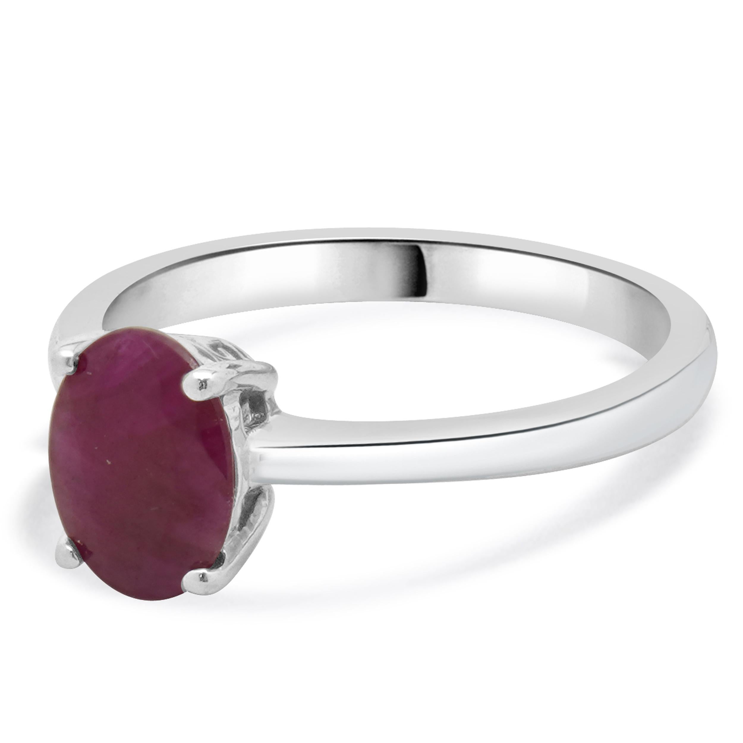 Material: platinum
Ruby: oval cut = 1.50ct
Ring Size: 6 (please allow up to 2 additional business days for sizing requests)
Weight: 4.30 grams
