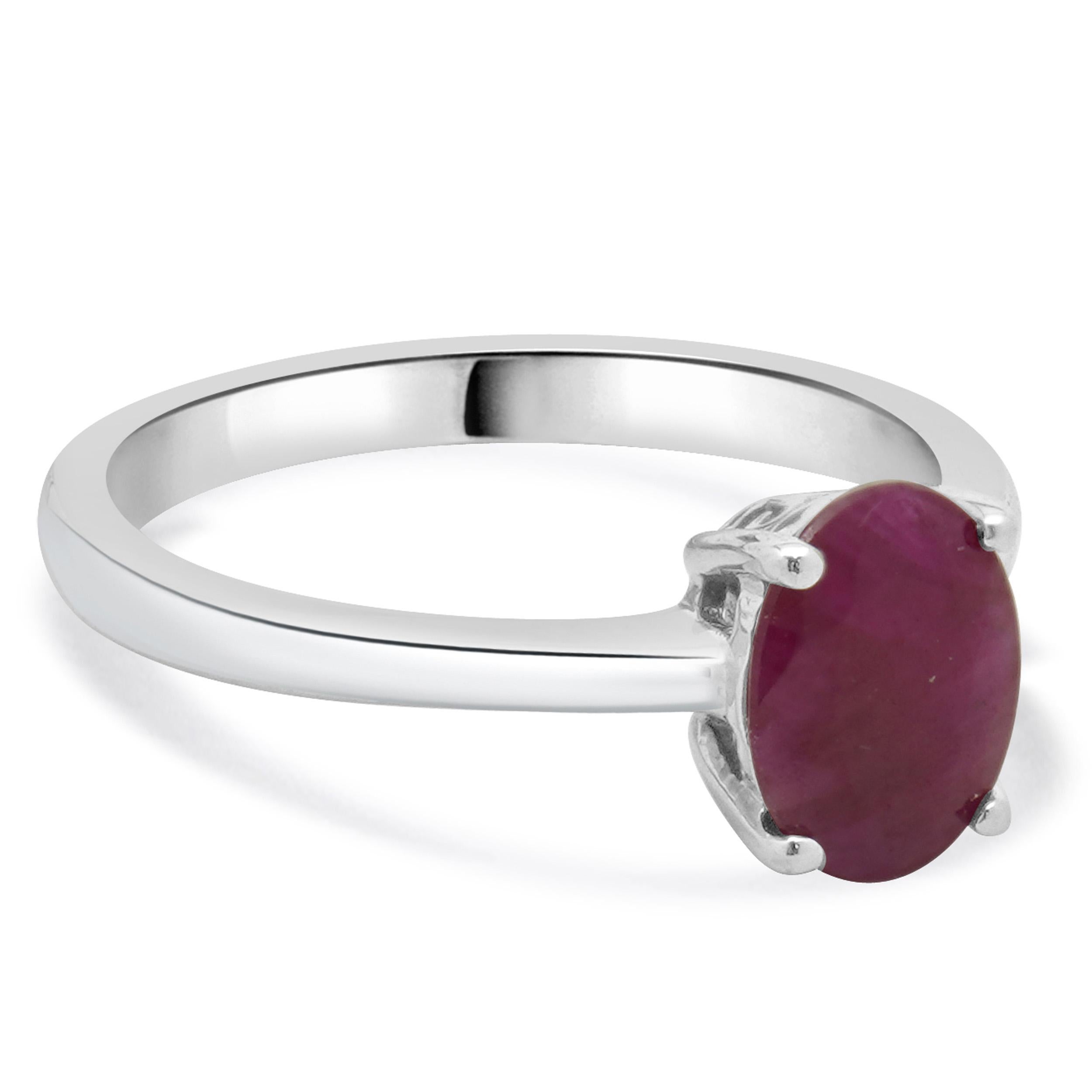 Oval Cut Platinum Oval Ruby Solitaire Ring For Sale