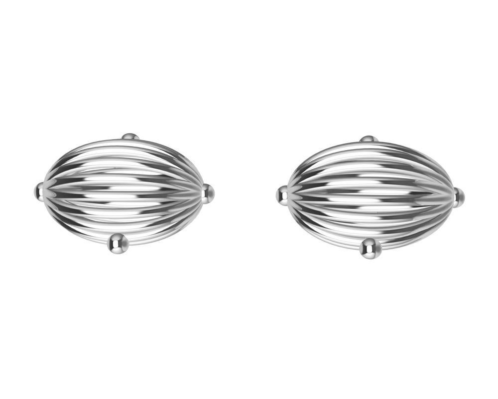Platinum Oval Wire Sphere Cufflinks For Sale 1