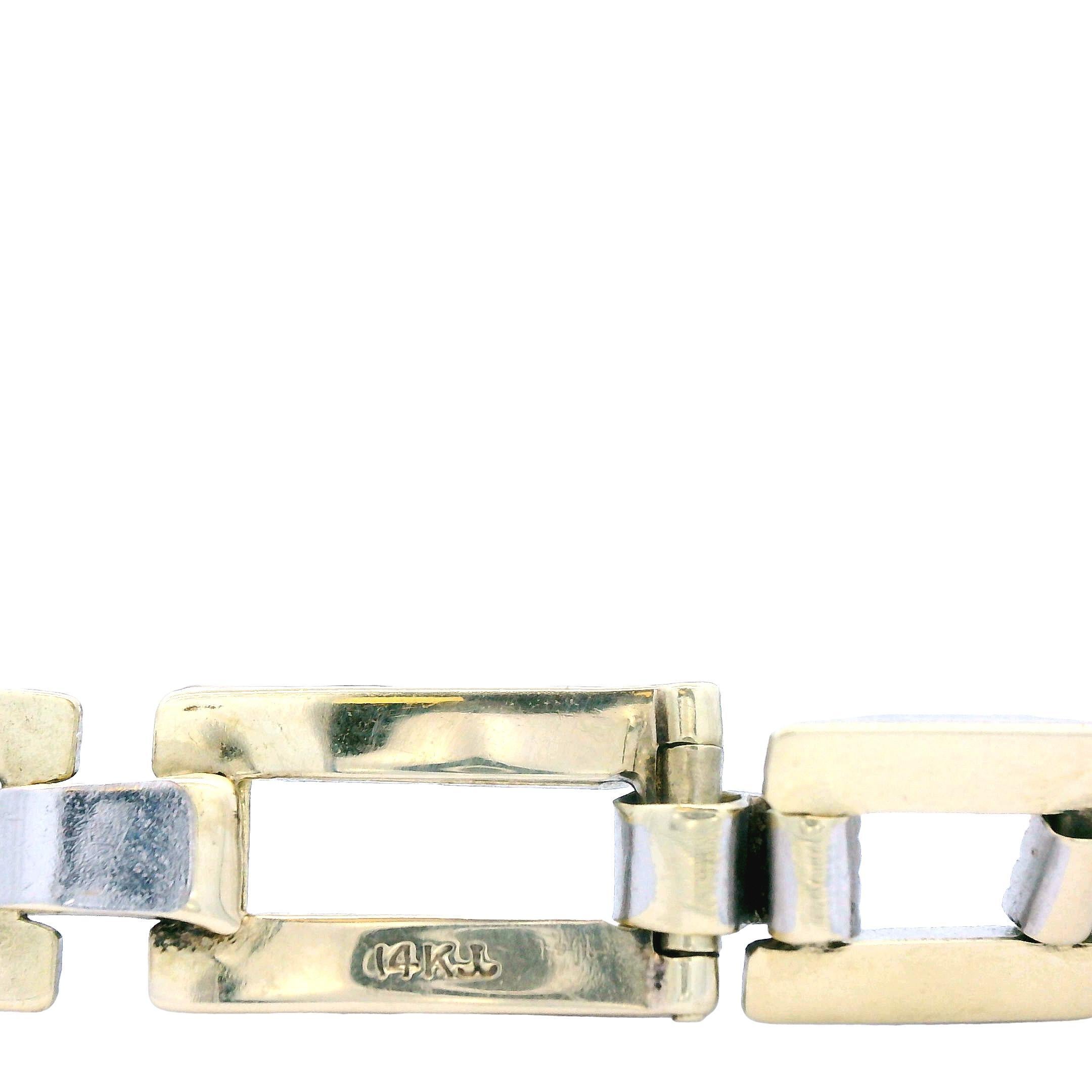 Platinum over 14k Yellow Gold Sapphire and Diamond Bracelet 1915 Art Deco For Sale 5