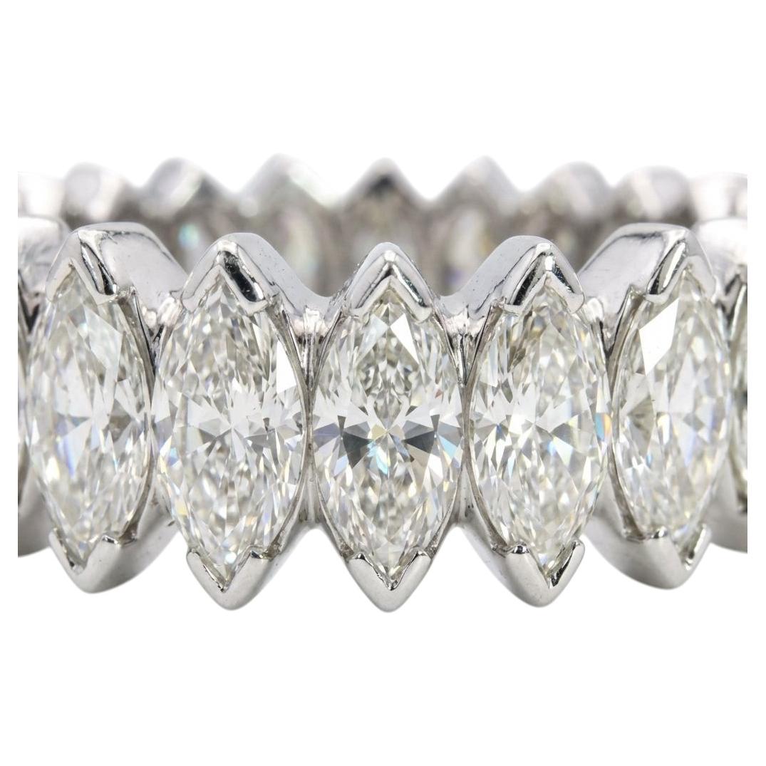Platin Palladium 4,80 Karat Marquise Diamant Eternity Band Ring